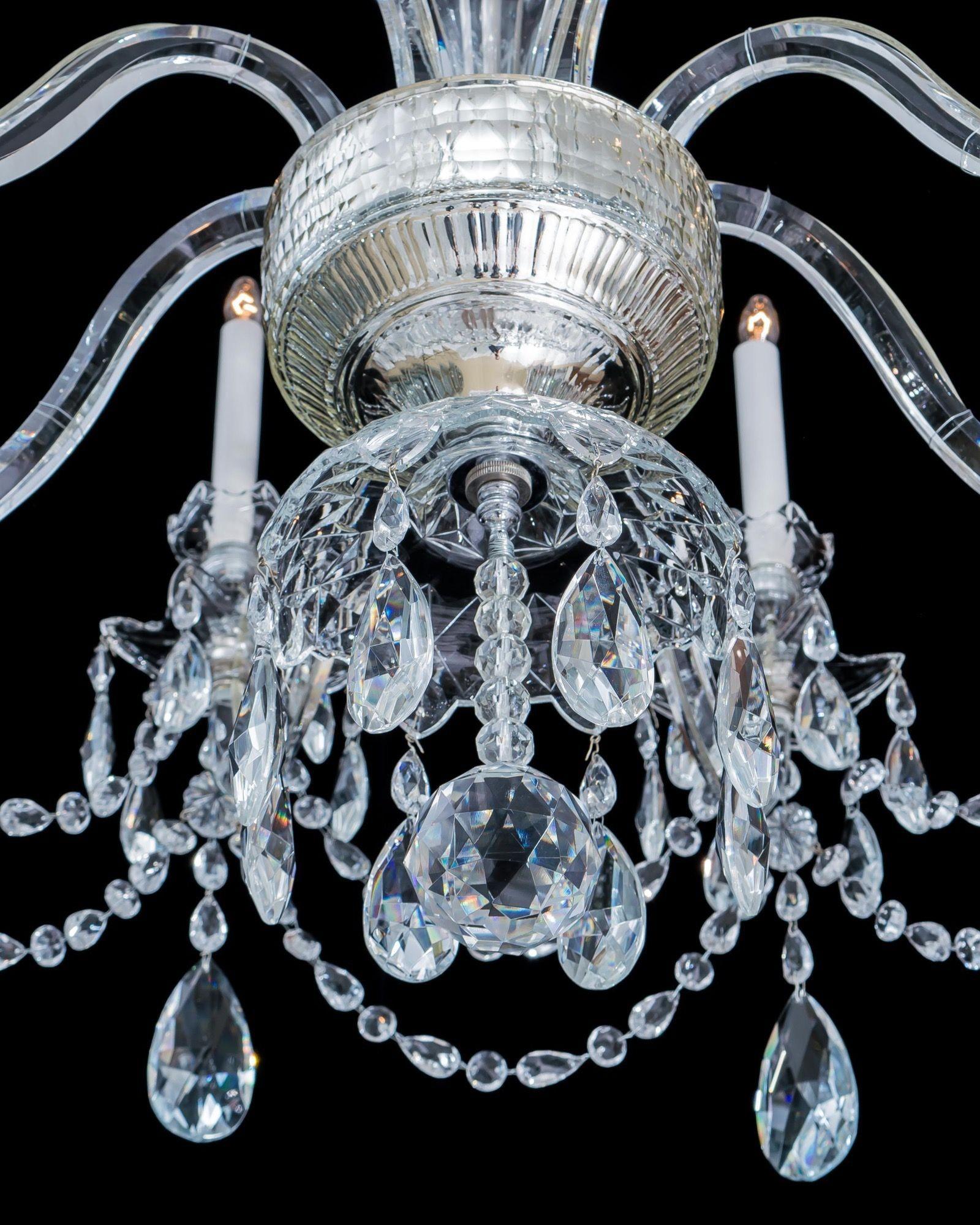 20th Century A Pair of George III Style Crystal Chandeliers For Sale