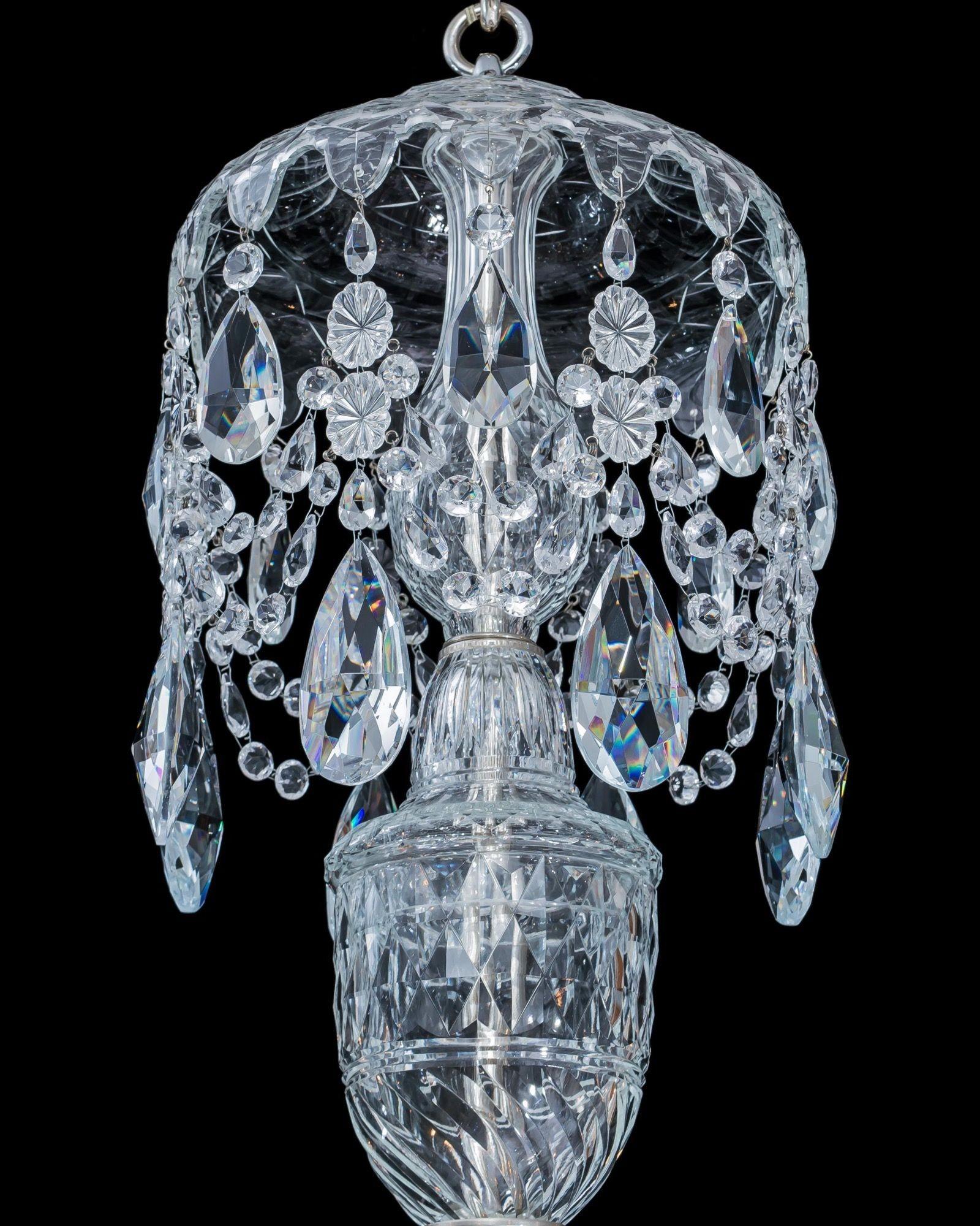 A Pair of George III Style Crystal Chandeliers For Sale 1
