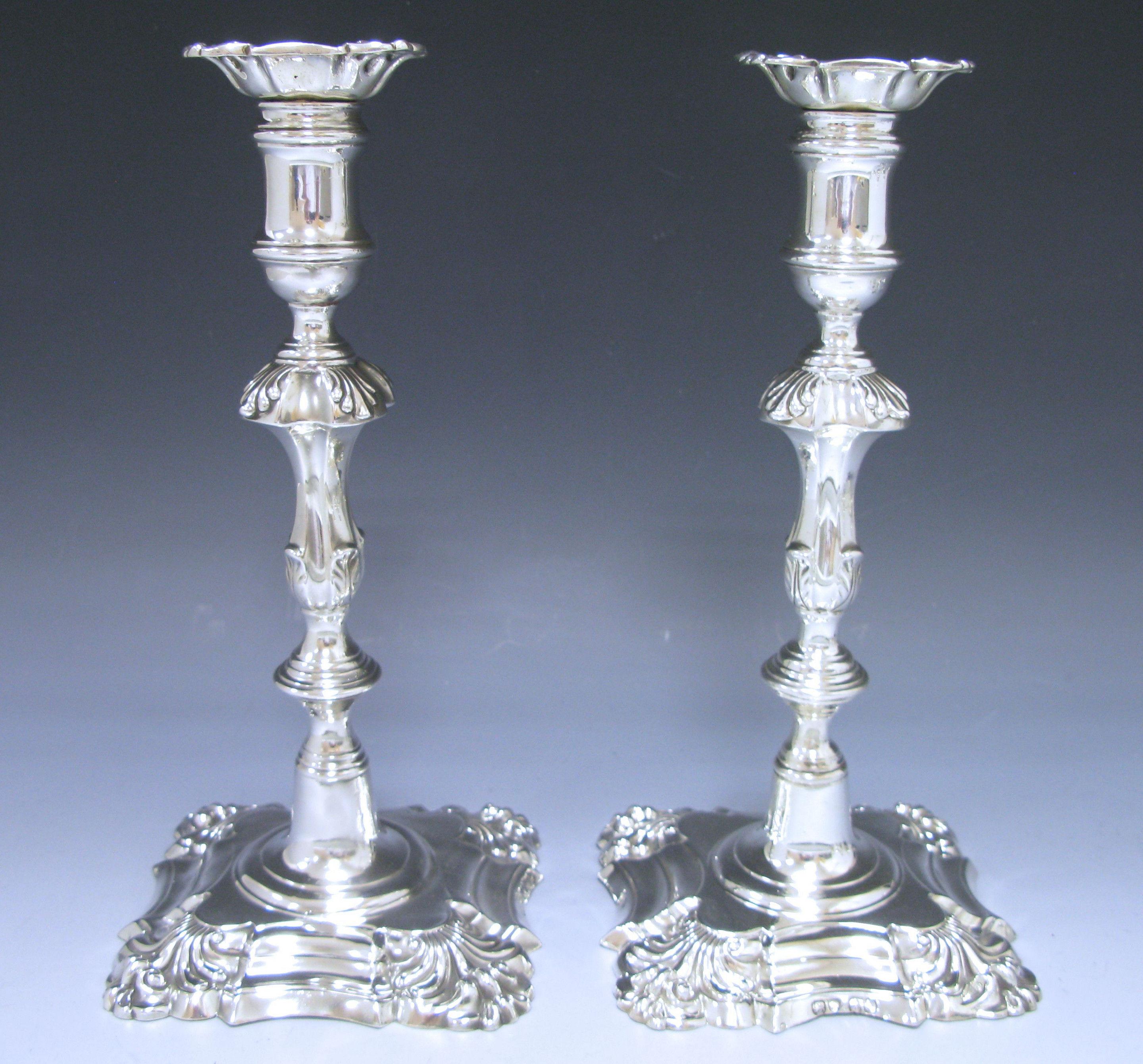 George IV Pair of George iv Antique Silver Three-Light Candelabra For Sale