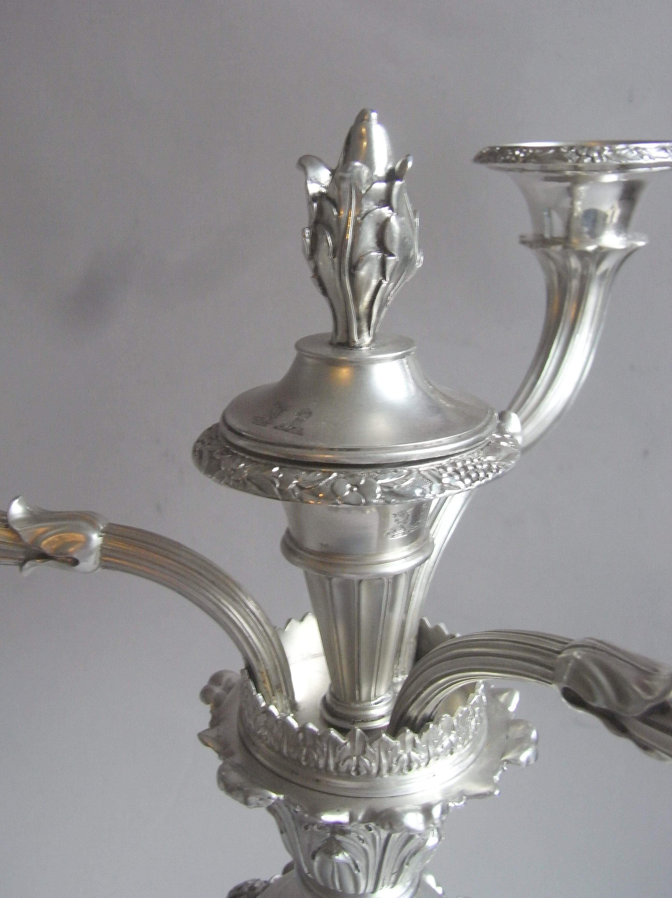 Pair of George IV Cast Candelabra Made in London in 1825-1826 by Benjamin Smith 2