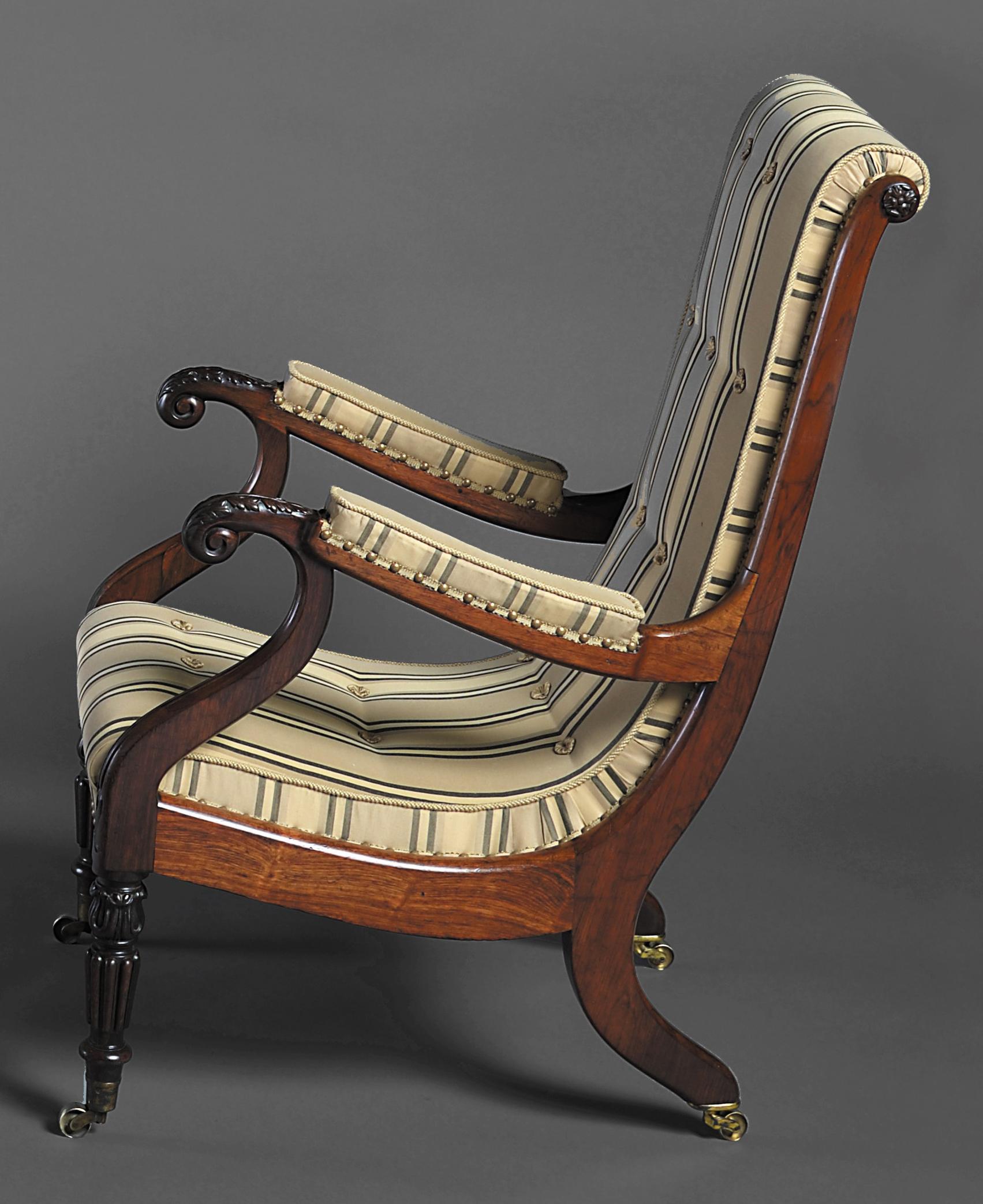 Paire de fauteuils de bibliothèque irlandaise George IV Bon état - En vente à Dublin, GB