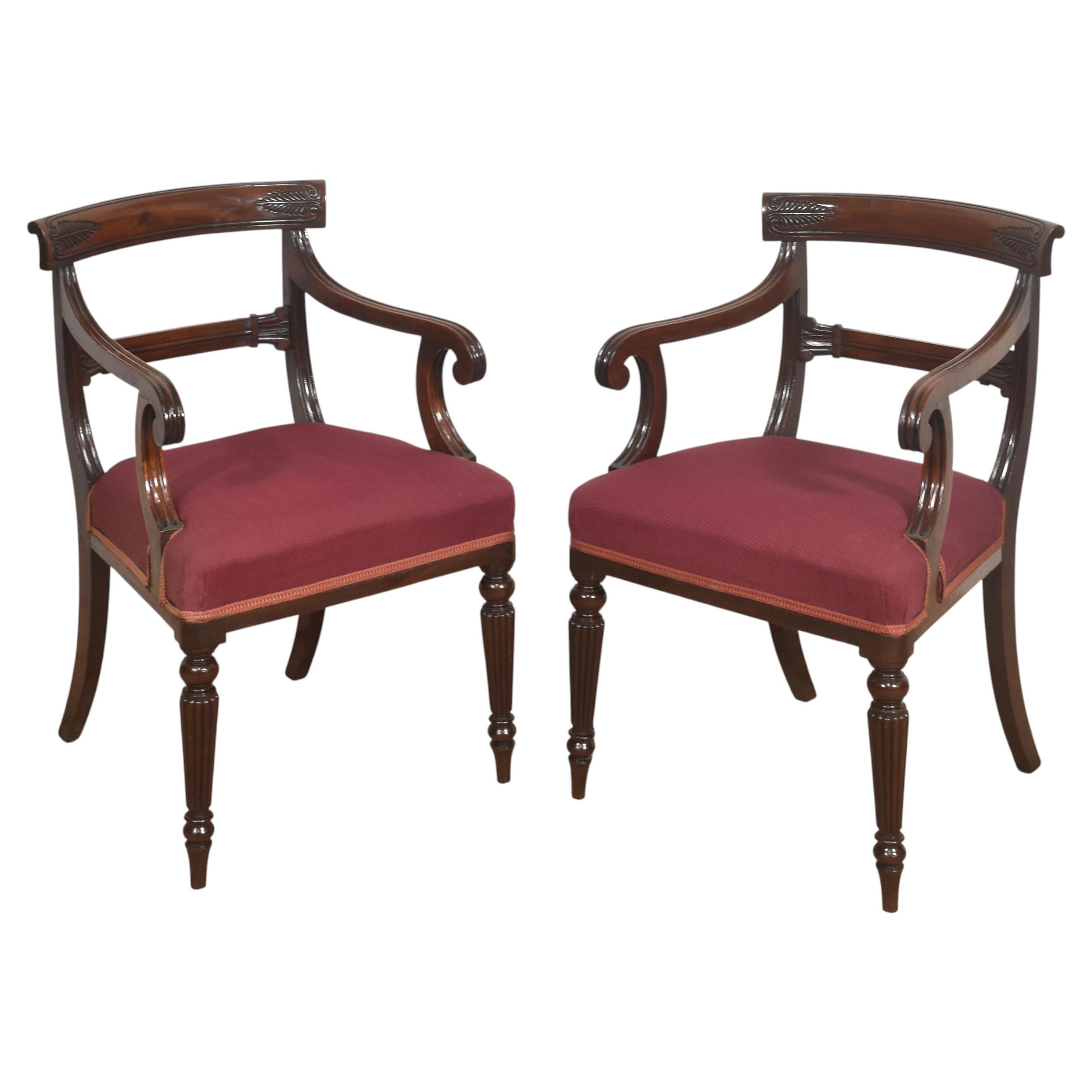 A Pair Of George IV Mahogany Armchairs For Sale