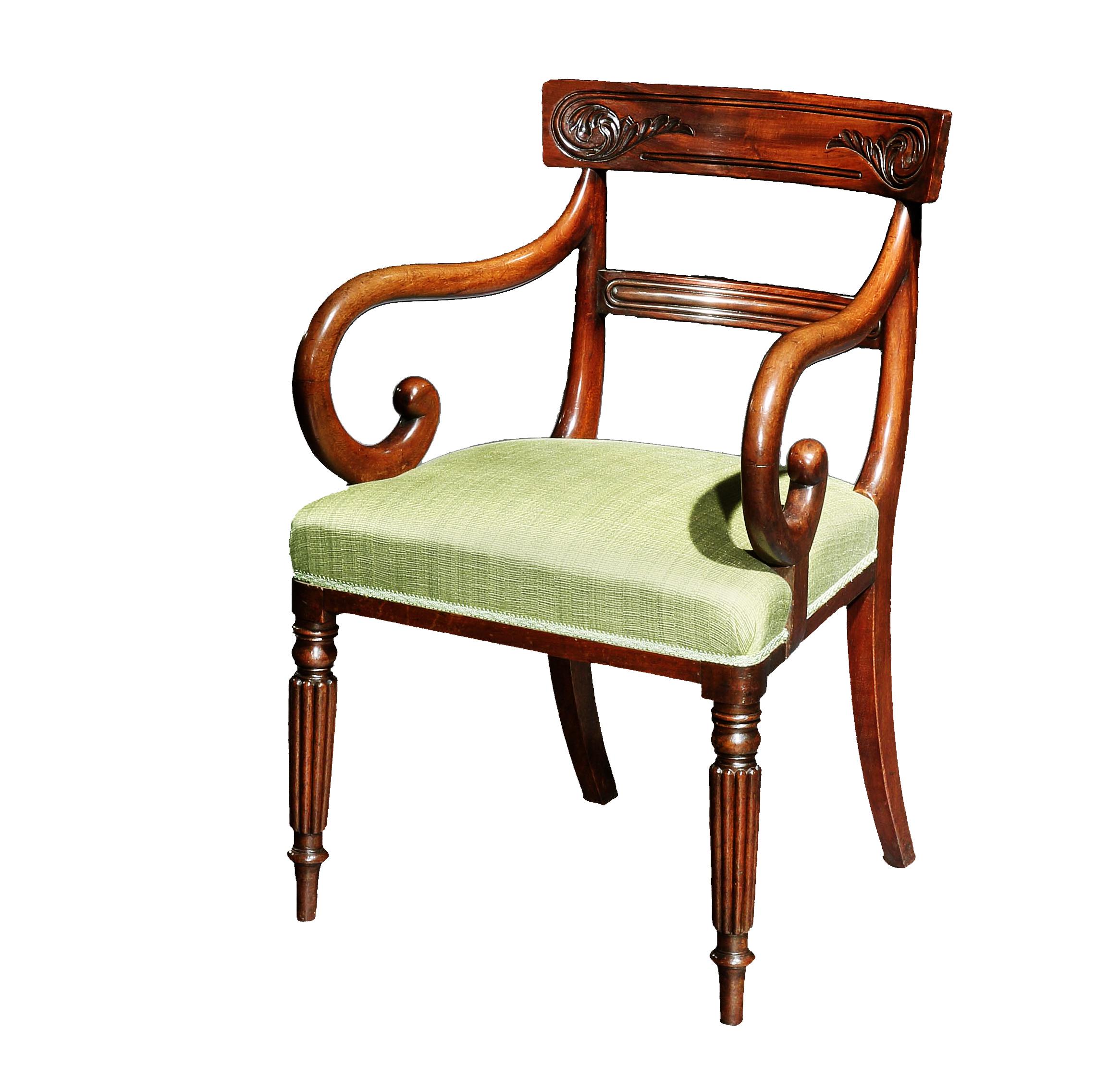English Pair of George IV Mahogany Carver Armchairs For Sale