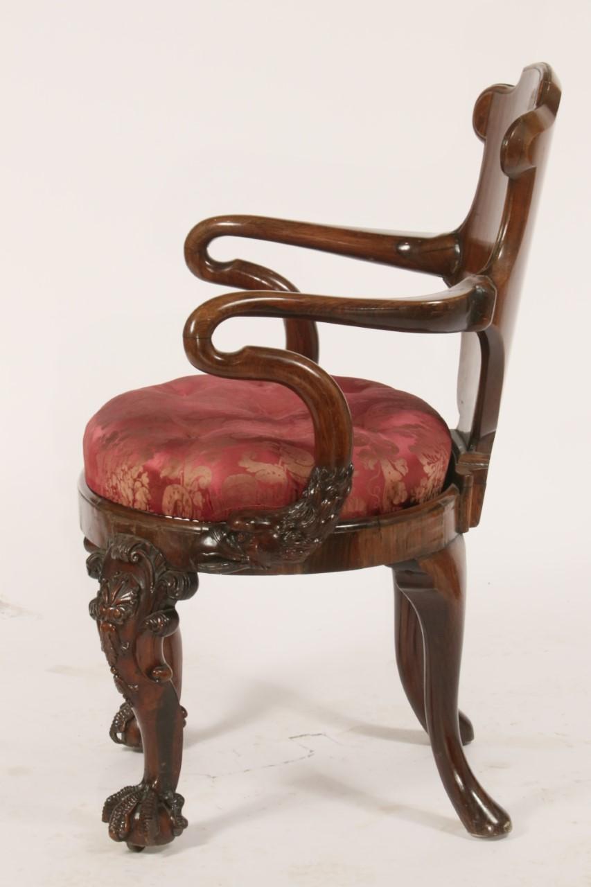 George II Pair of George IV Mahogany Library Armchairs by Gillows, circa 1825-1830 For Sale