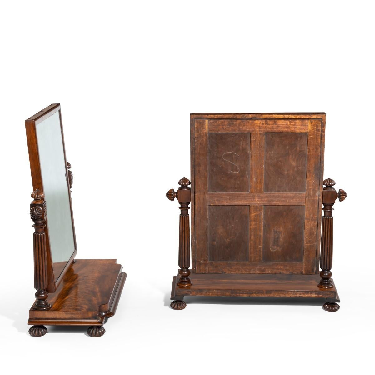 English Pair of George IV Mahogany Table Mirrors Attributed to Gillows