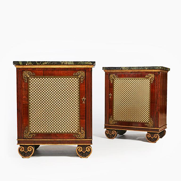 English Pair of George IV Rosewood and Giltwood Cabinets