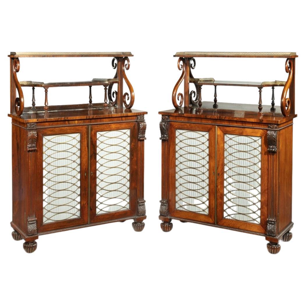Pair of George iv Rosewood Side Cabinets by Gillows For Sale