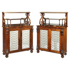 Antique Pair of George iv Rosewood Side Cabinets by Gillows