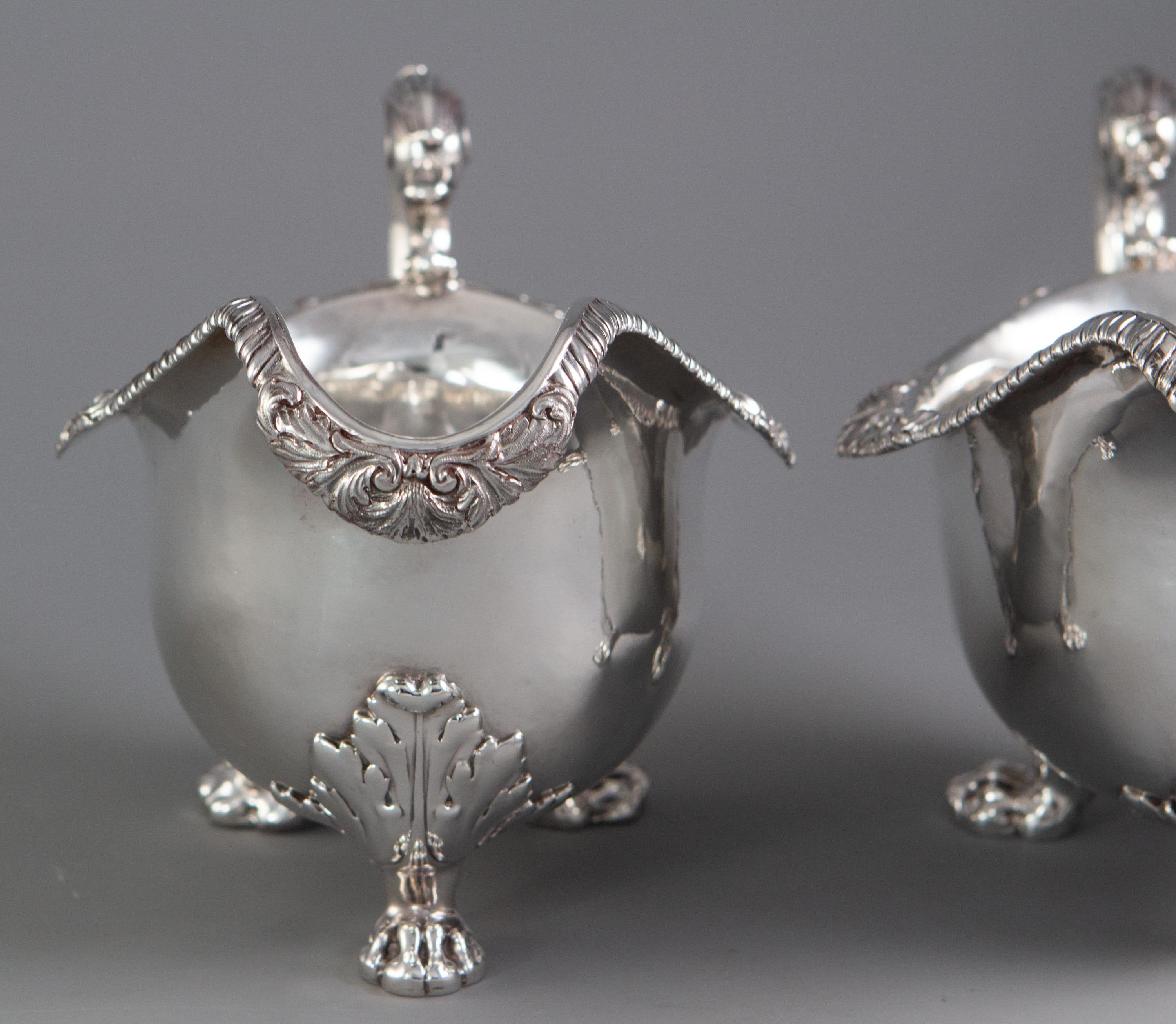 Sterling Silver Pair of George IV Silver Sauce Boats, London 1820 by Paul Storr
