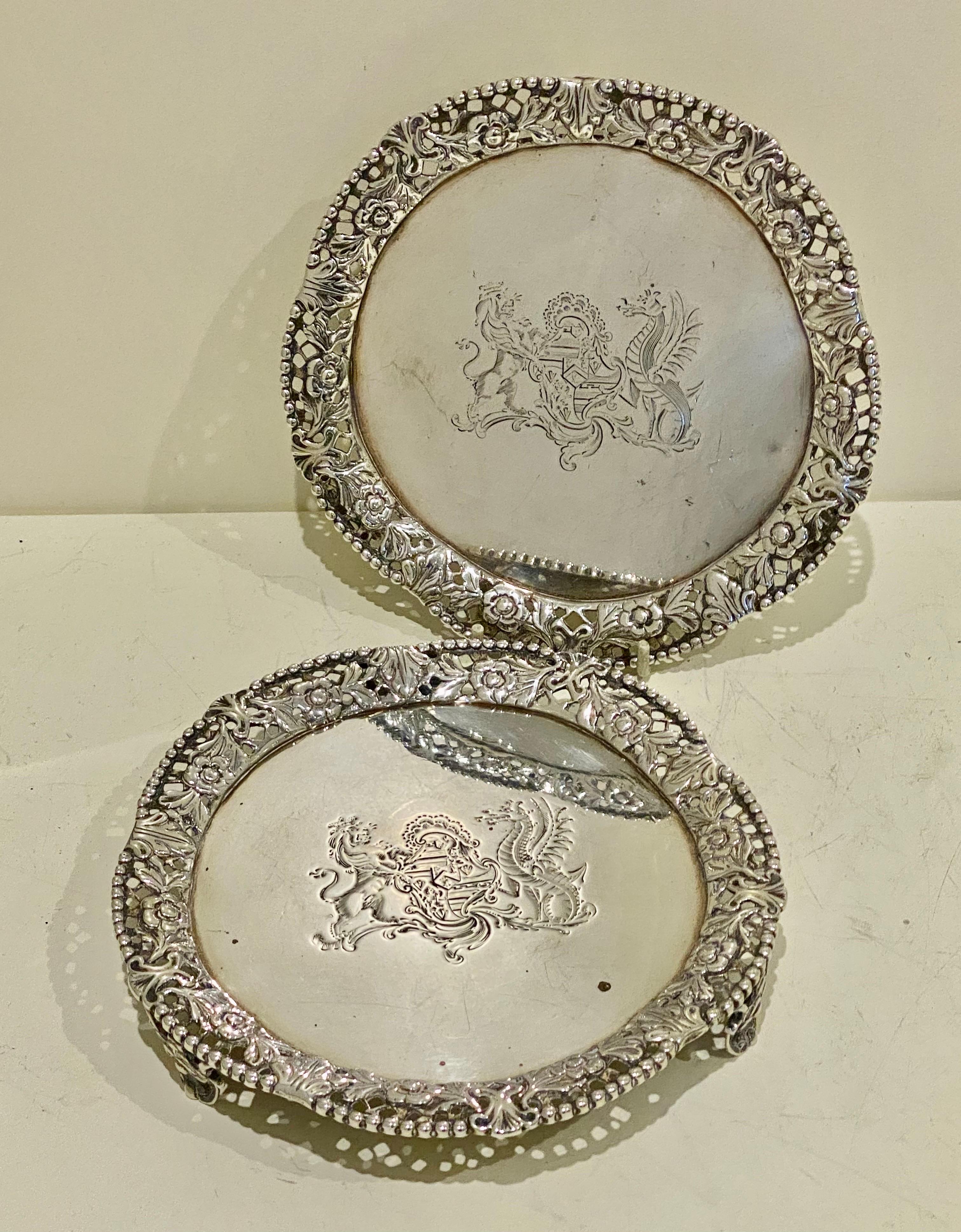 Pair of George IV Sterling Silver Salvers London, 1827 For Sale 8