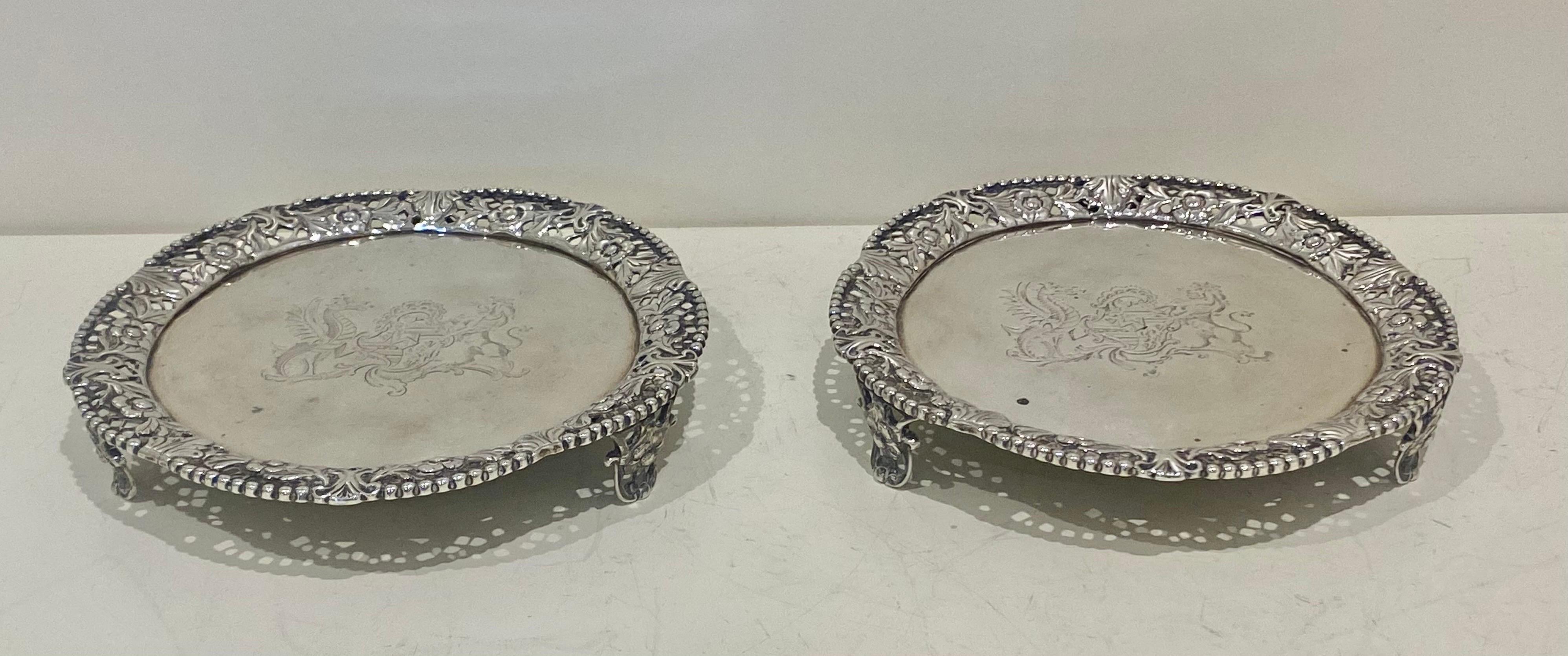 Pair of George IV Sterling Silver Salvers London, 1827 For Sale 9