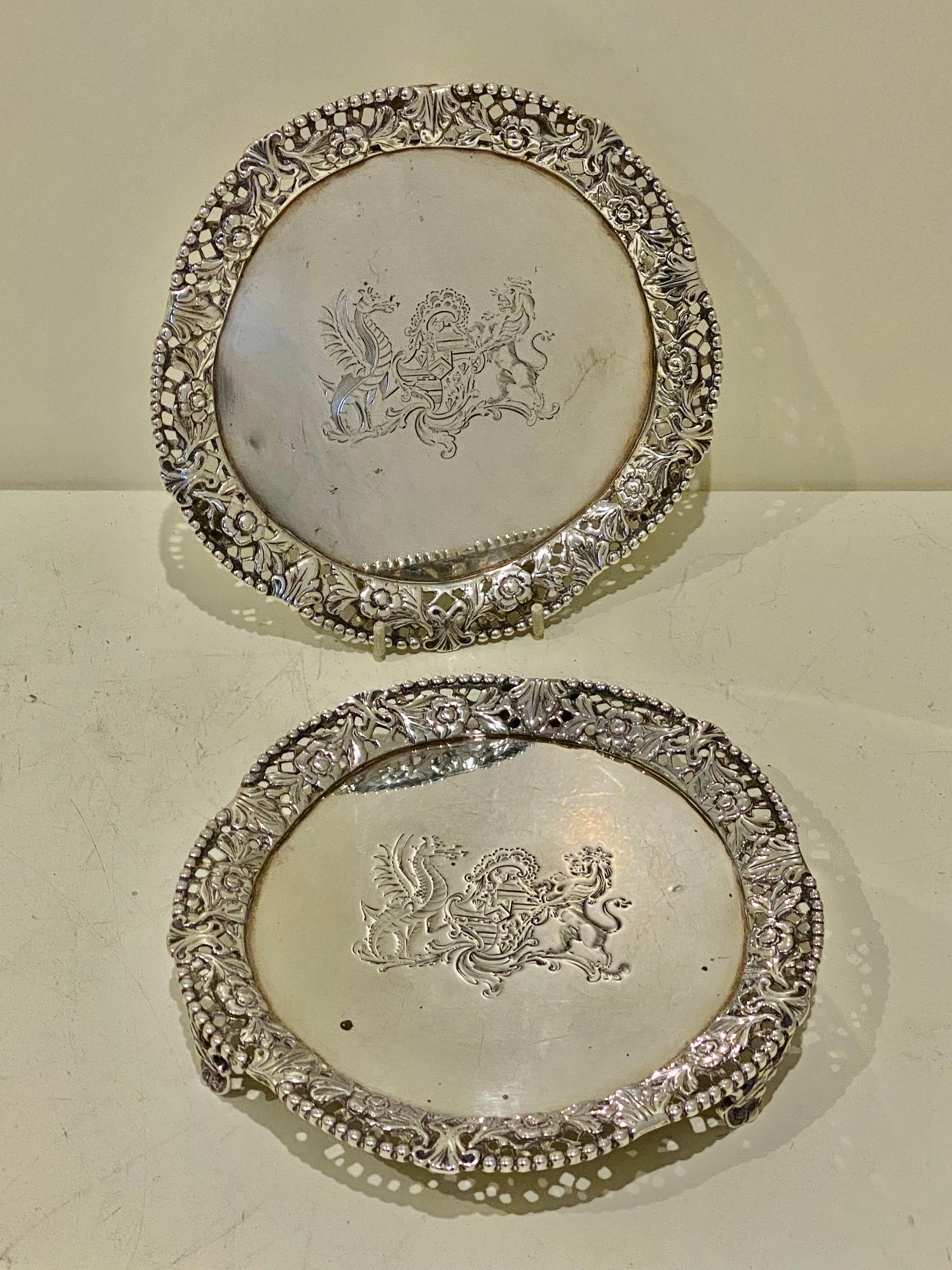 Pair of George IV Sterling Silver Salvers London, 1827 For Sale 13