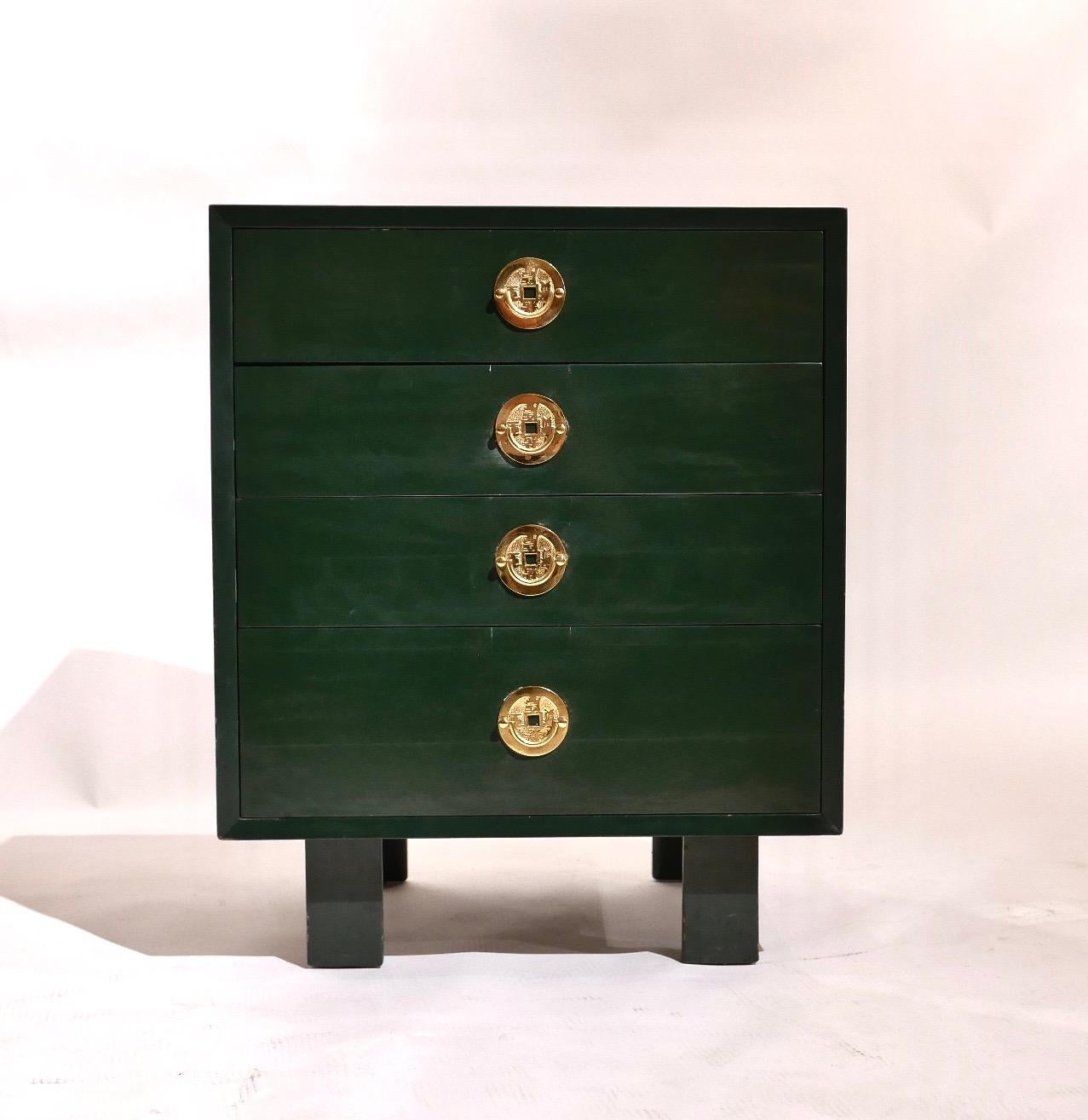 American Pair of George Nelson for Herman Miller Green Lacquer Pier Chests or Dressers