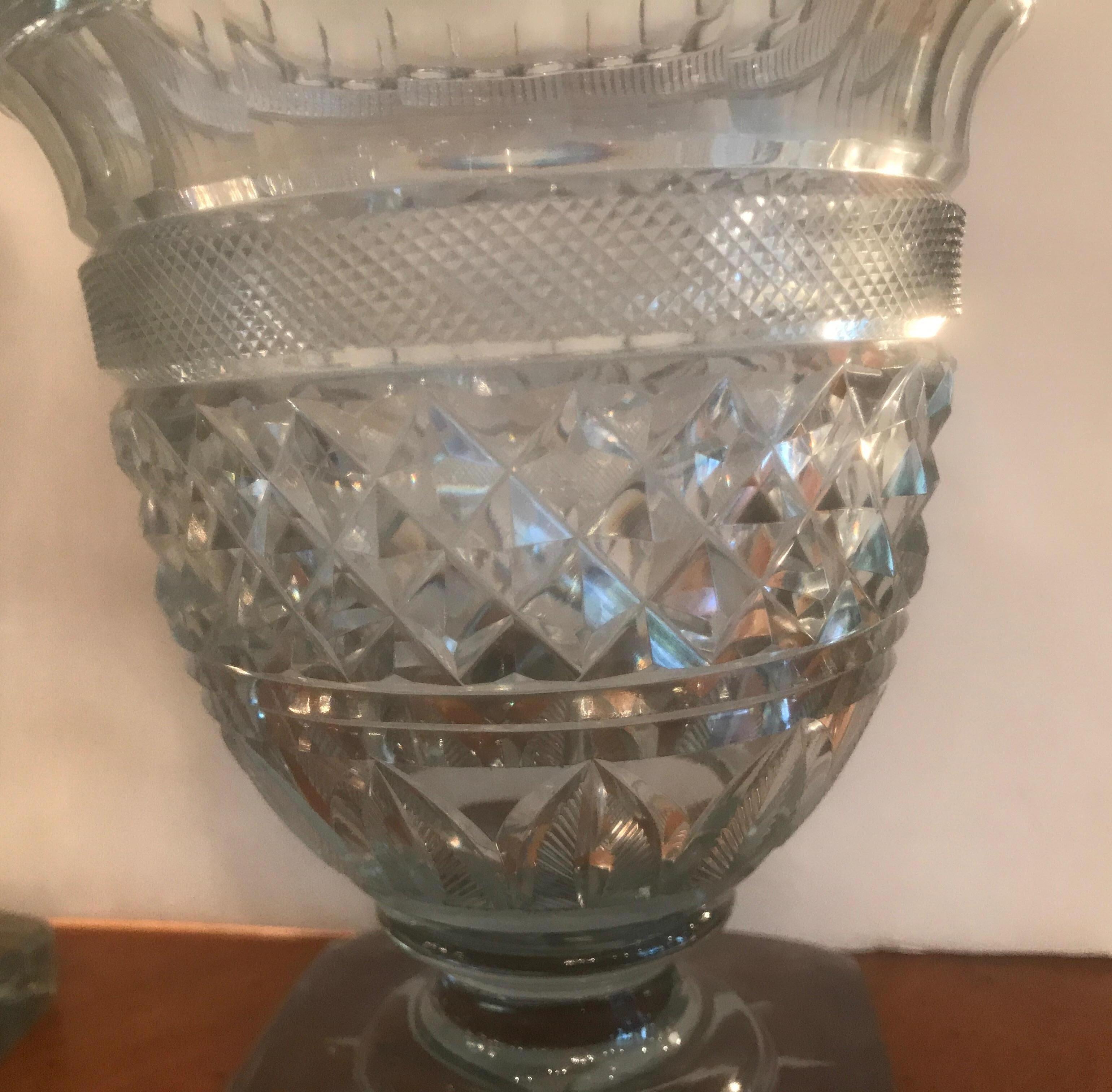 Pair of Georgian Cut Glass Urns Jars 8