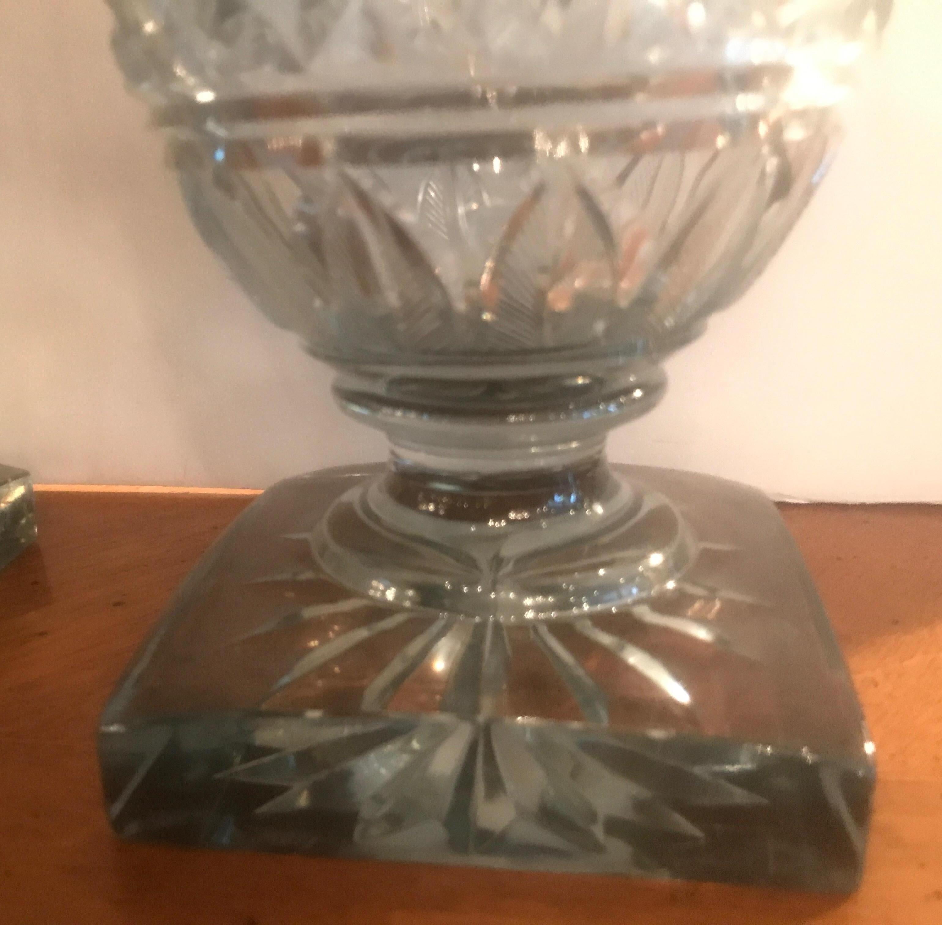 Pair of Georgian Cut Glass Urns Jars 9