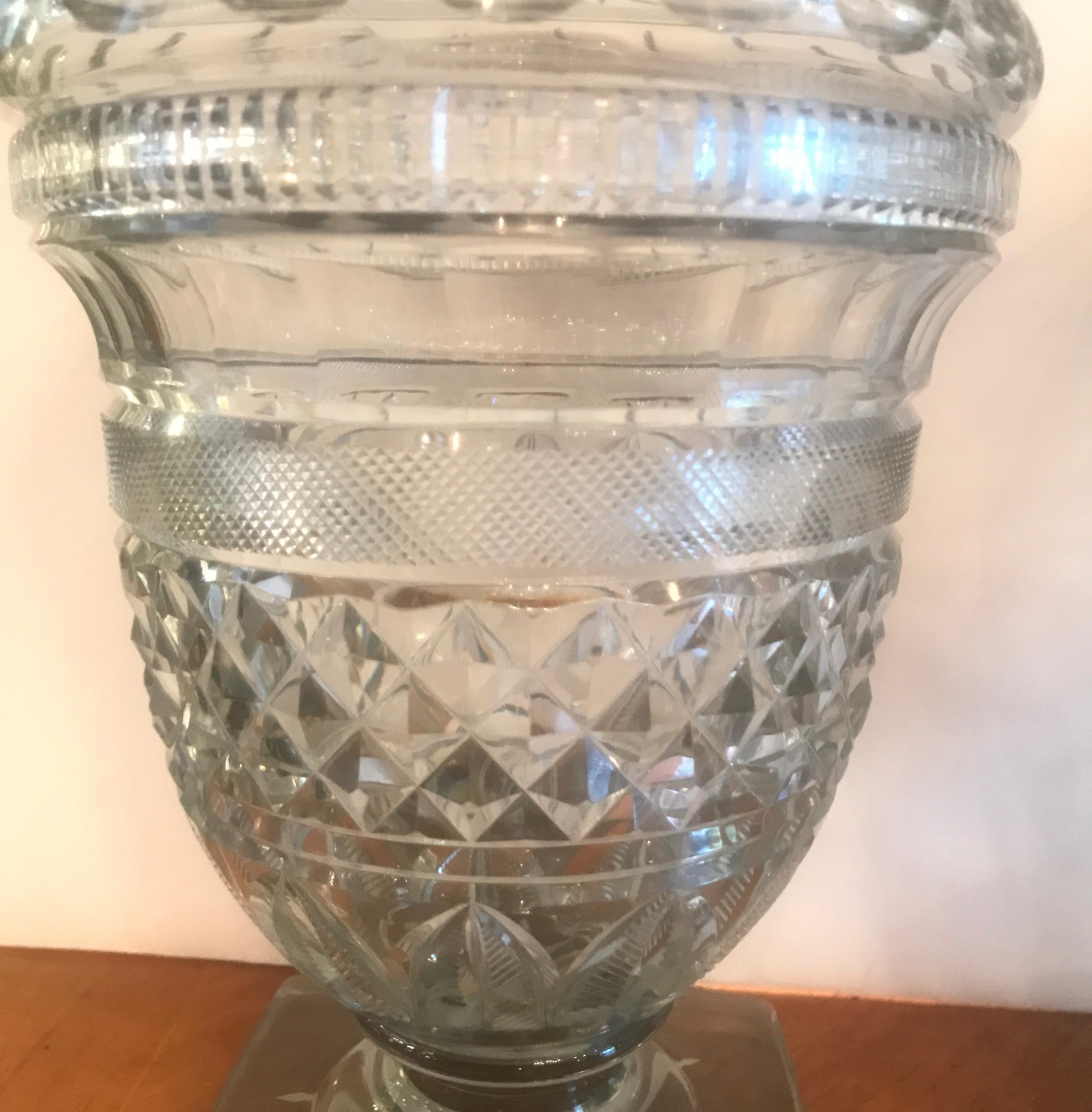 Pair of Georgian Cut Glass Urns Jars 2