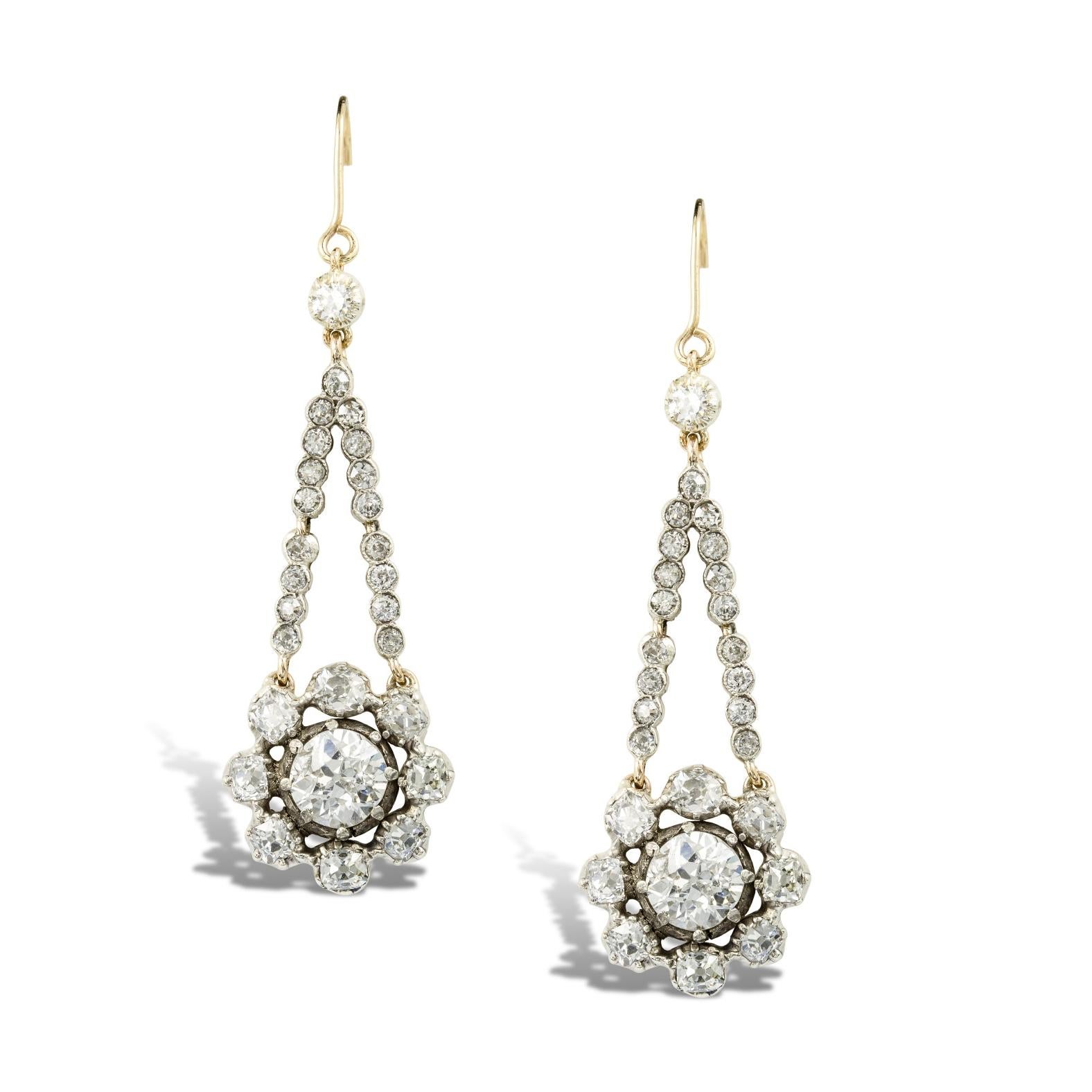 Paar georgianische Diamant-Anhänger-Ohrringe im Zustand „Gut“ im Angebot in London, GB