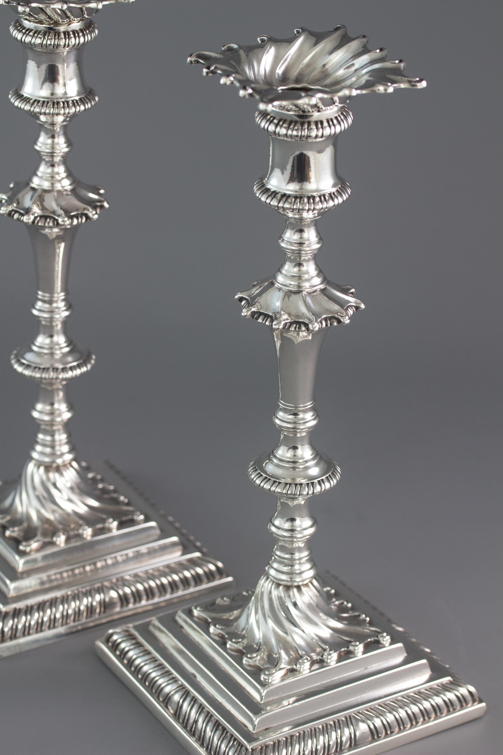 Pair of Georgian Silver Candlesticks London 1766/7 by Ebenezer Coker 5