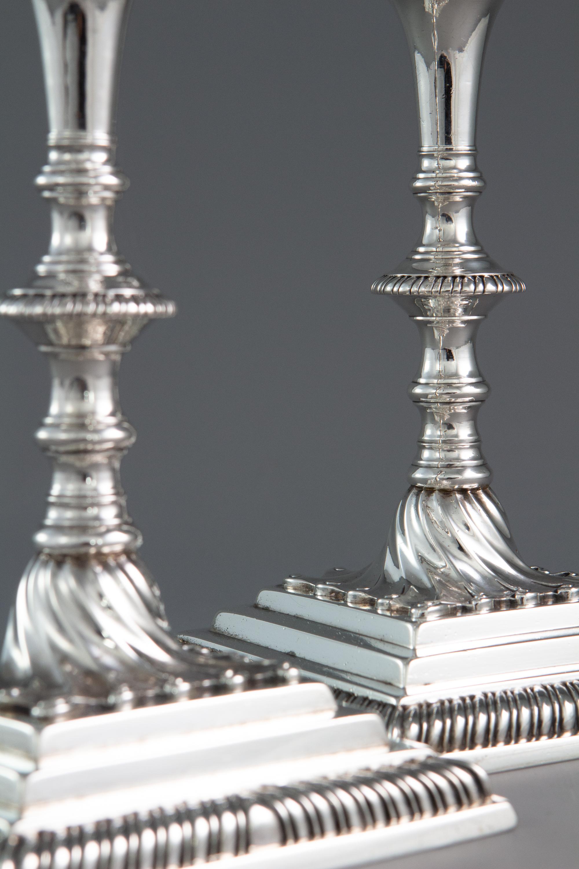 Pair of Georgian Silver Candlesticks London 1766/7 by Ebenezer Coker 8