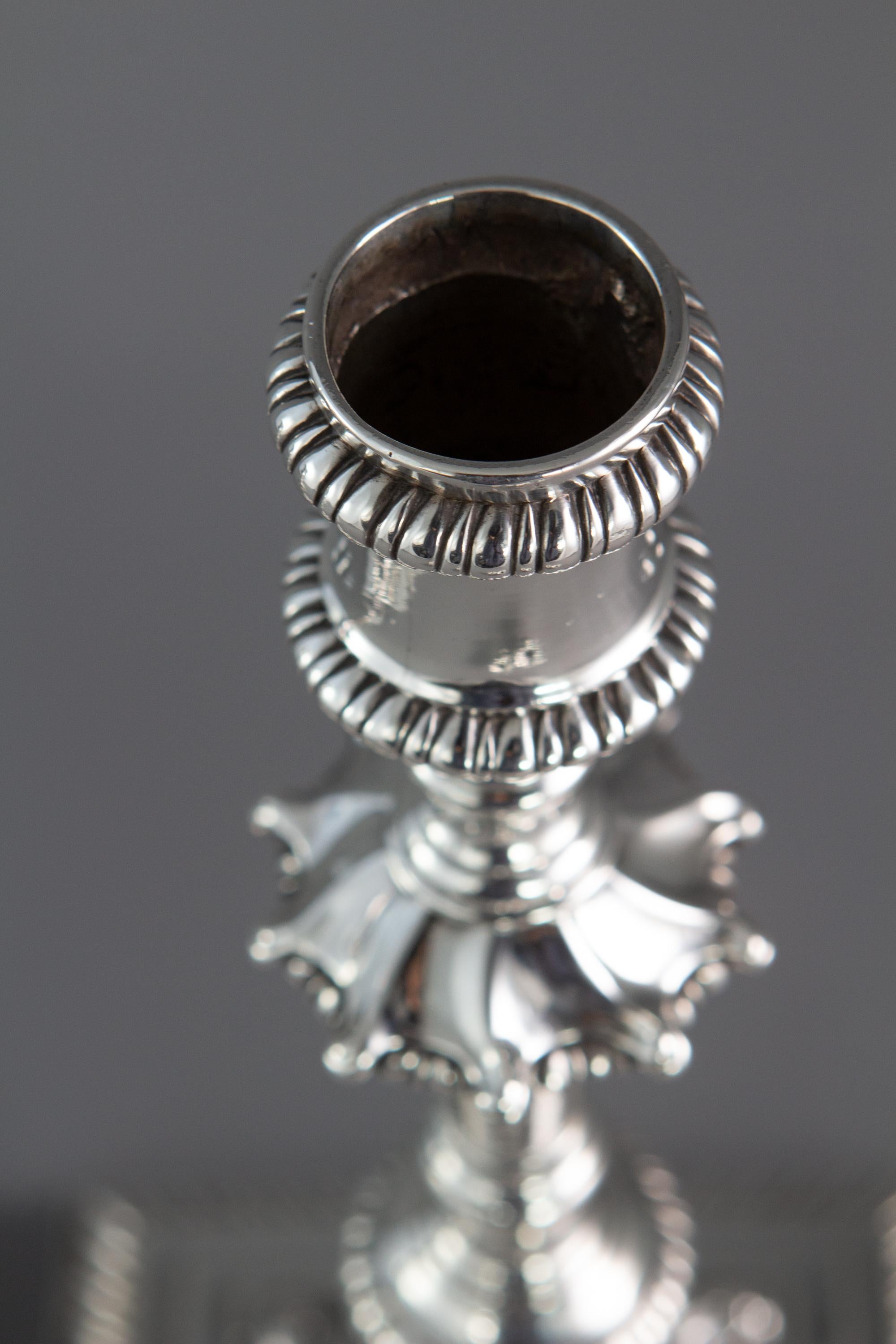 Pair of Georgian Silver Candlesticks London 1766/7 by Ebenezer Coker 10