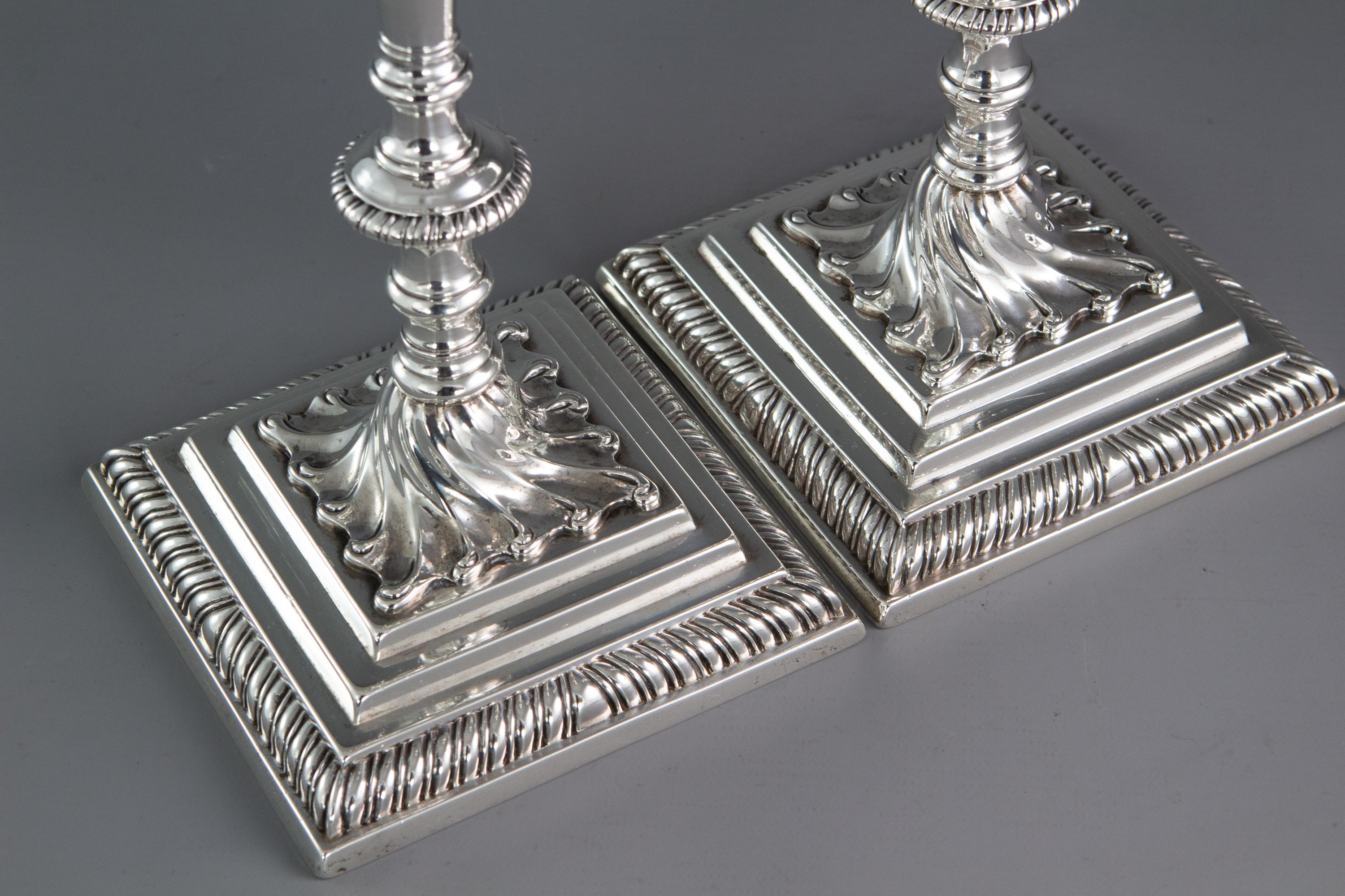 British Pair of Georgian Silver Candlesticks London 1766/7 by Ebenezer Coker