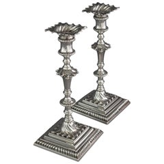 Pair of Georgian Silver Candlesticks London 1766/7 by Ebenezer Coker