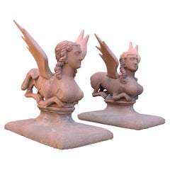 Antique Pair of Georgian Stone Sphinxes by James Gibbs