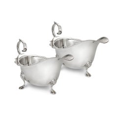 Pair of Georgian Style Sterling Silver Sauceboats
