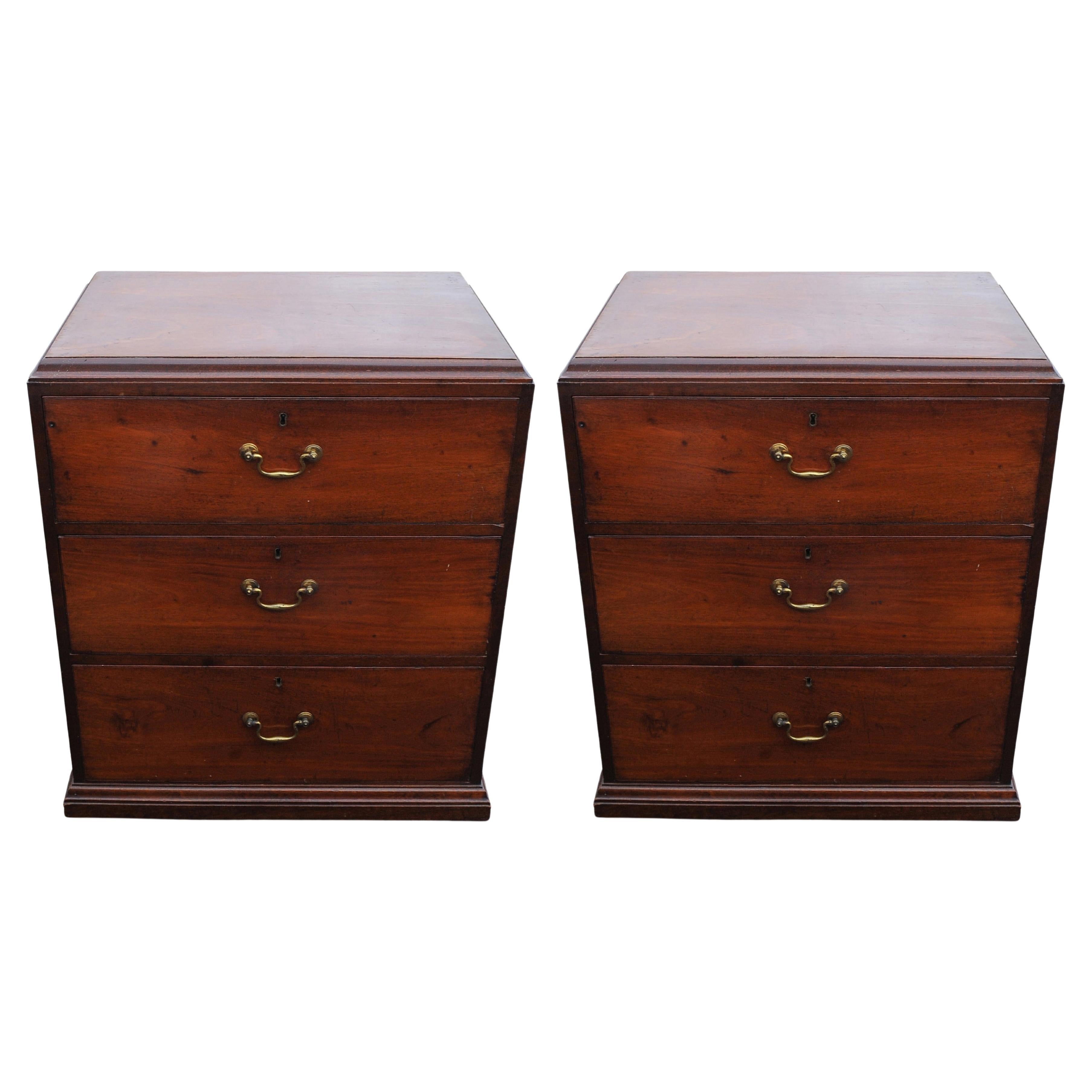 A Pair of Georgian Three Drawer Bedside Chests With Brass Handles & Handmade Dovetails

 