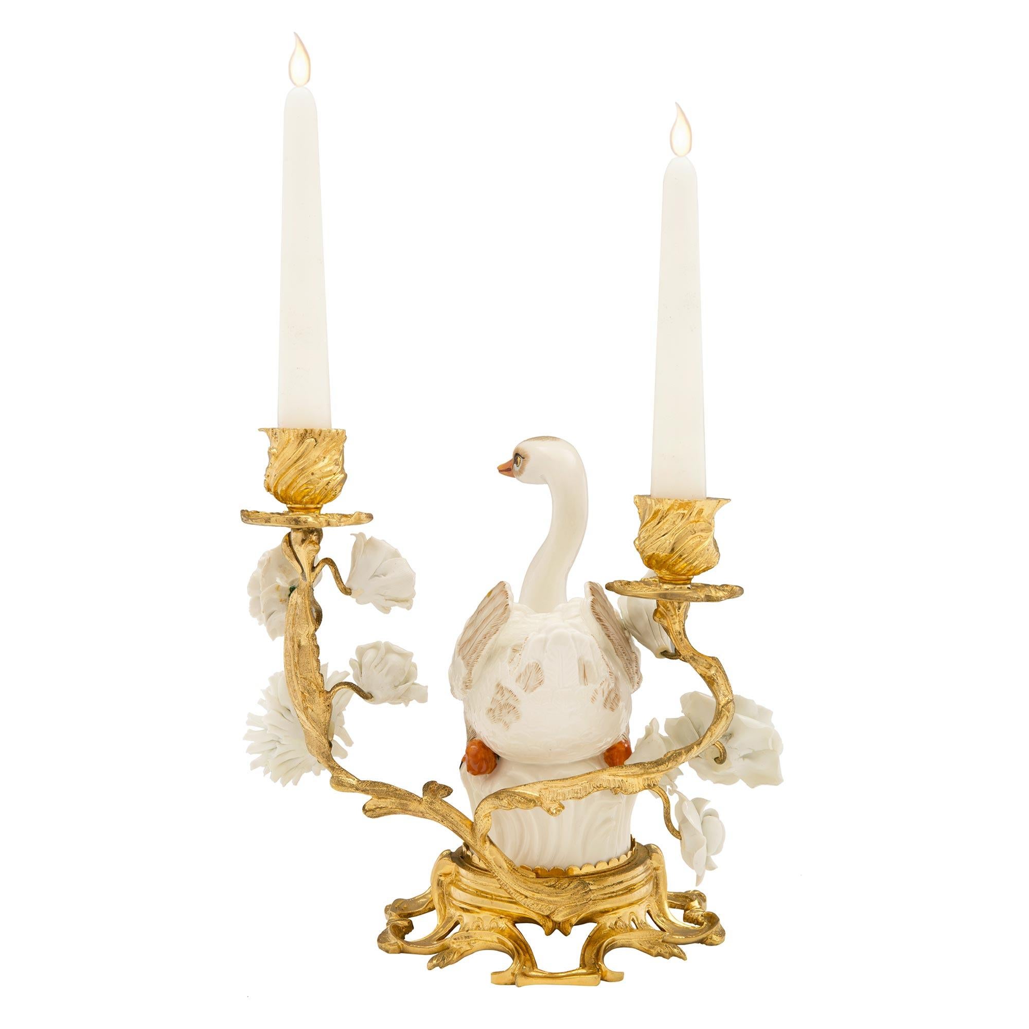 Pair of German 19th Century Louis XVI St. Ormolu and Porcelain Candelabras In Excellent Condition In West Palm Beach, FL