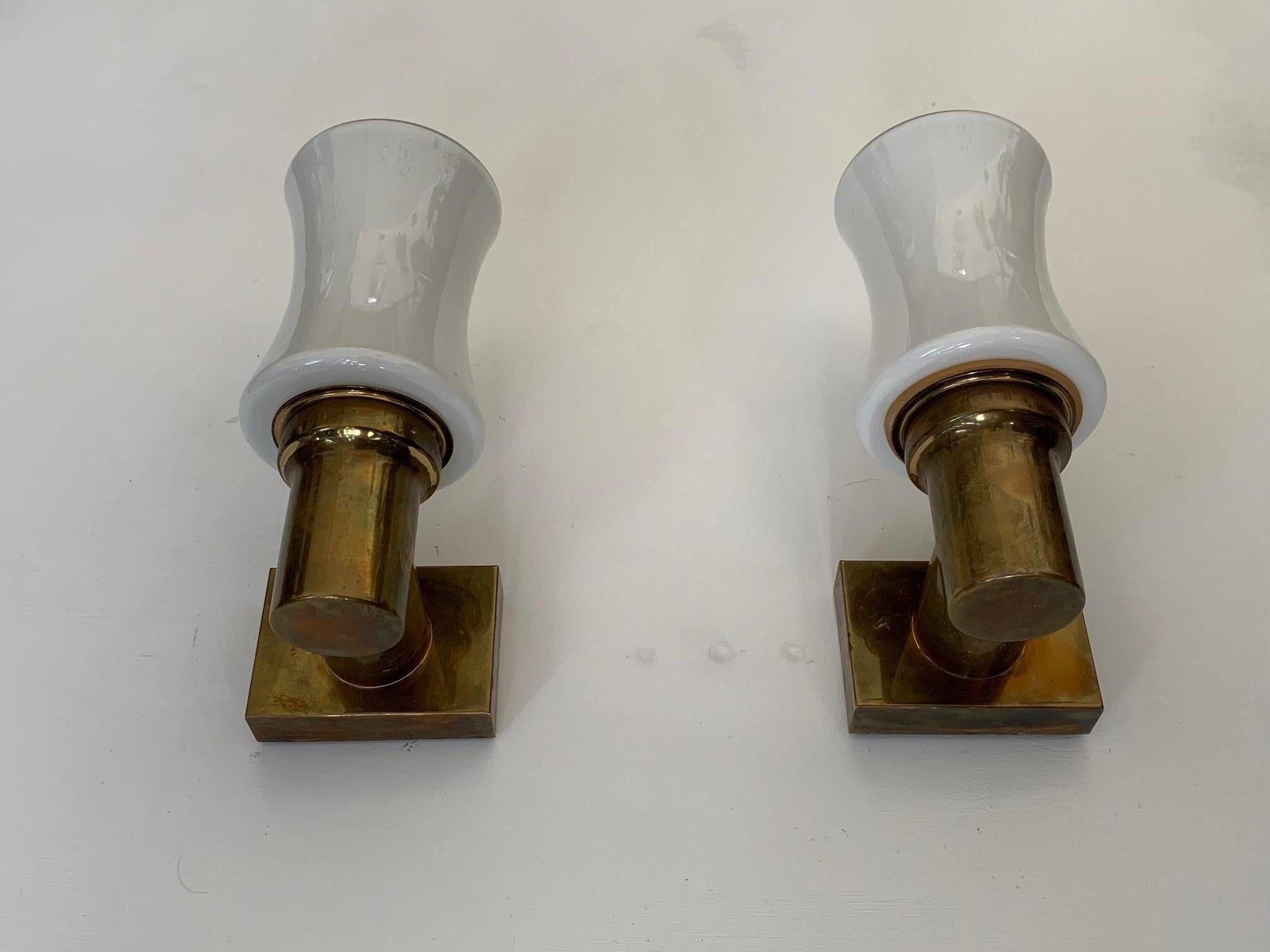 Pair of German Brass Sconces, circa 1950s In Good Condition In St.Petersburg, FL