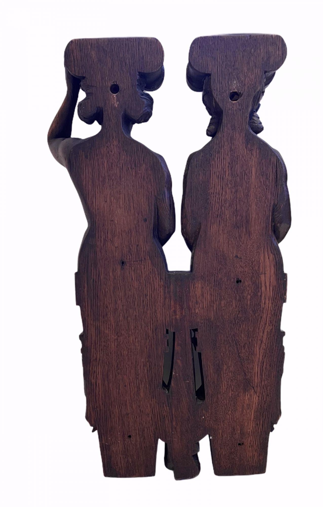 Early 19th Century Pair of German Oak Caryatidal Figures Depicting Historicism For Sale 8