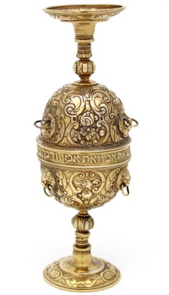 Pareja de copas de boda alemanas de plata dorada, finales del siglo XIX