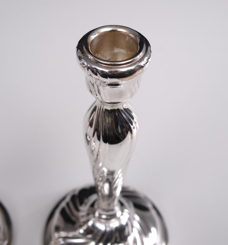 Pair of German Silver Candlesticks Rococo Style, 1920s For Sale at 1stDibs