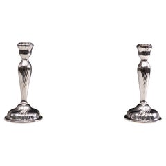 Pair of German Silver Candlesticks Rococo Style, 1920s