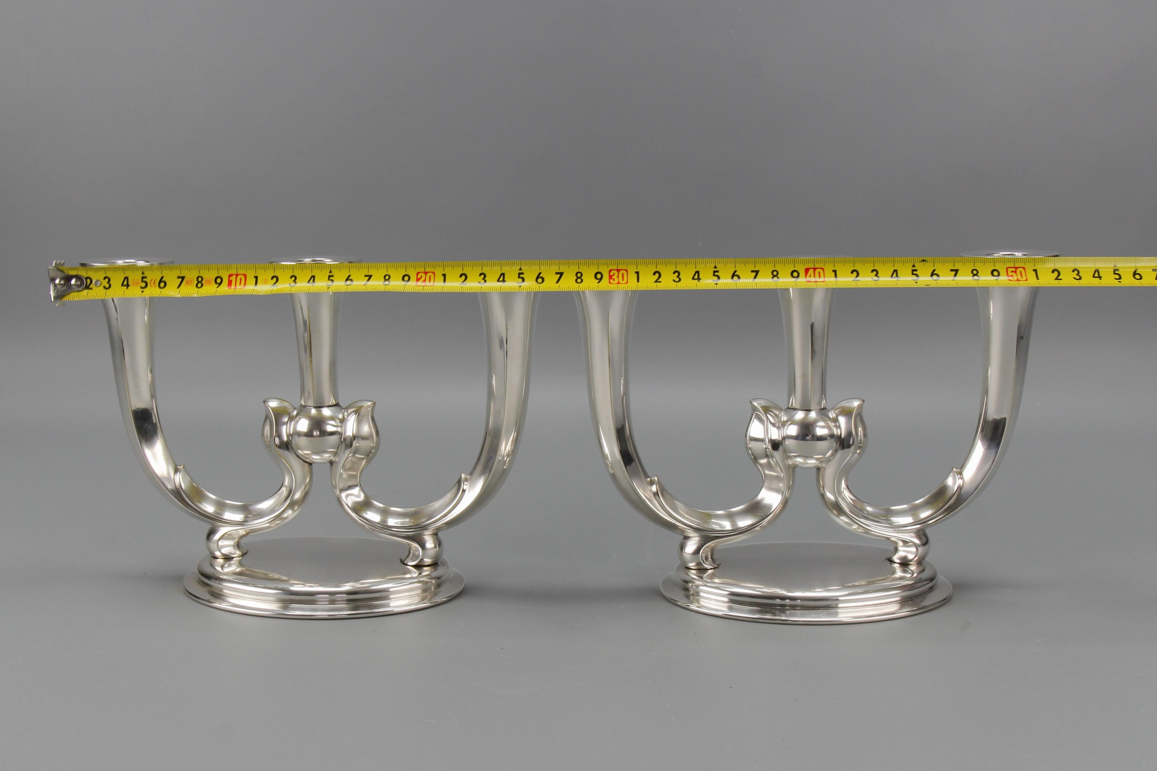 Pair of German WMF Art Deco Three-Arm Candle Holders For Sale 13