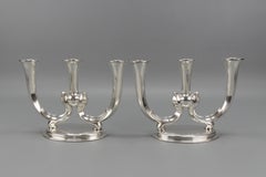 Pair of German WMF Art Deco Three-Arm Candle Holders