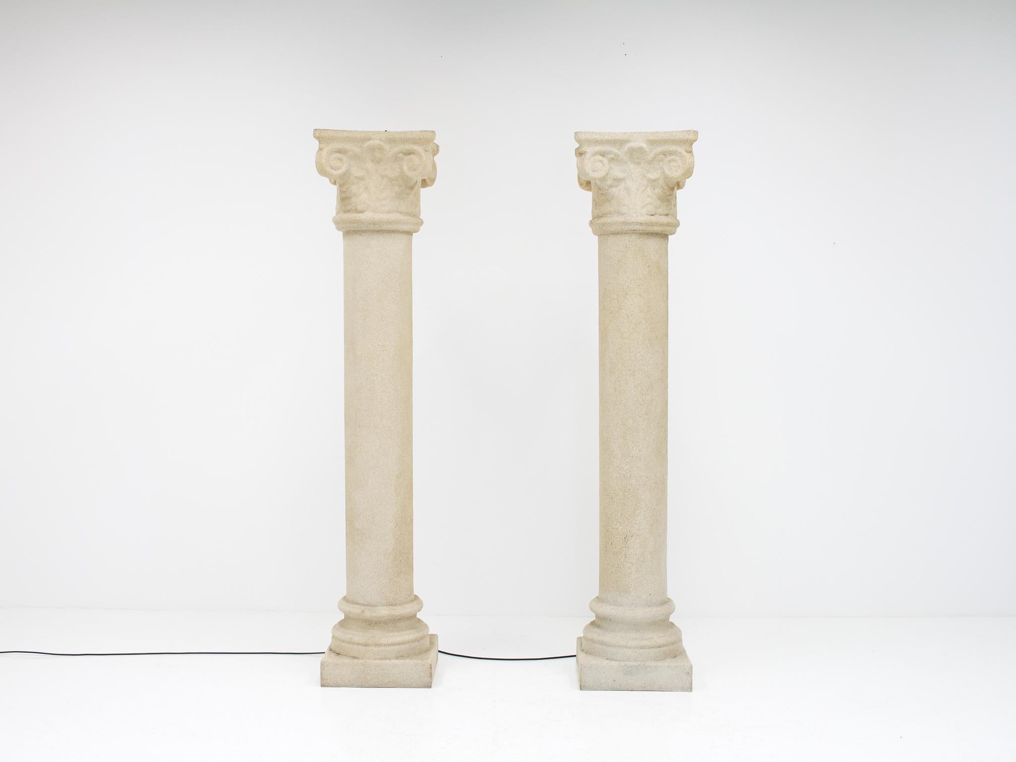 Pair of 6.5ft Giant Column Lamps by Andre Cazenave for Singleton Italy, 1970's For Sale 6