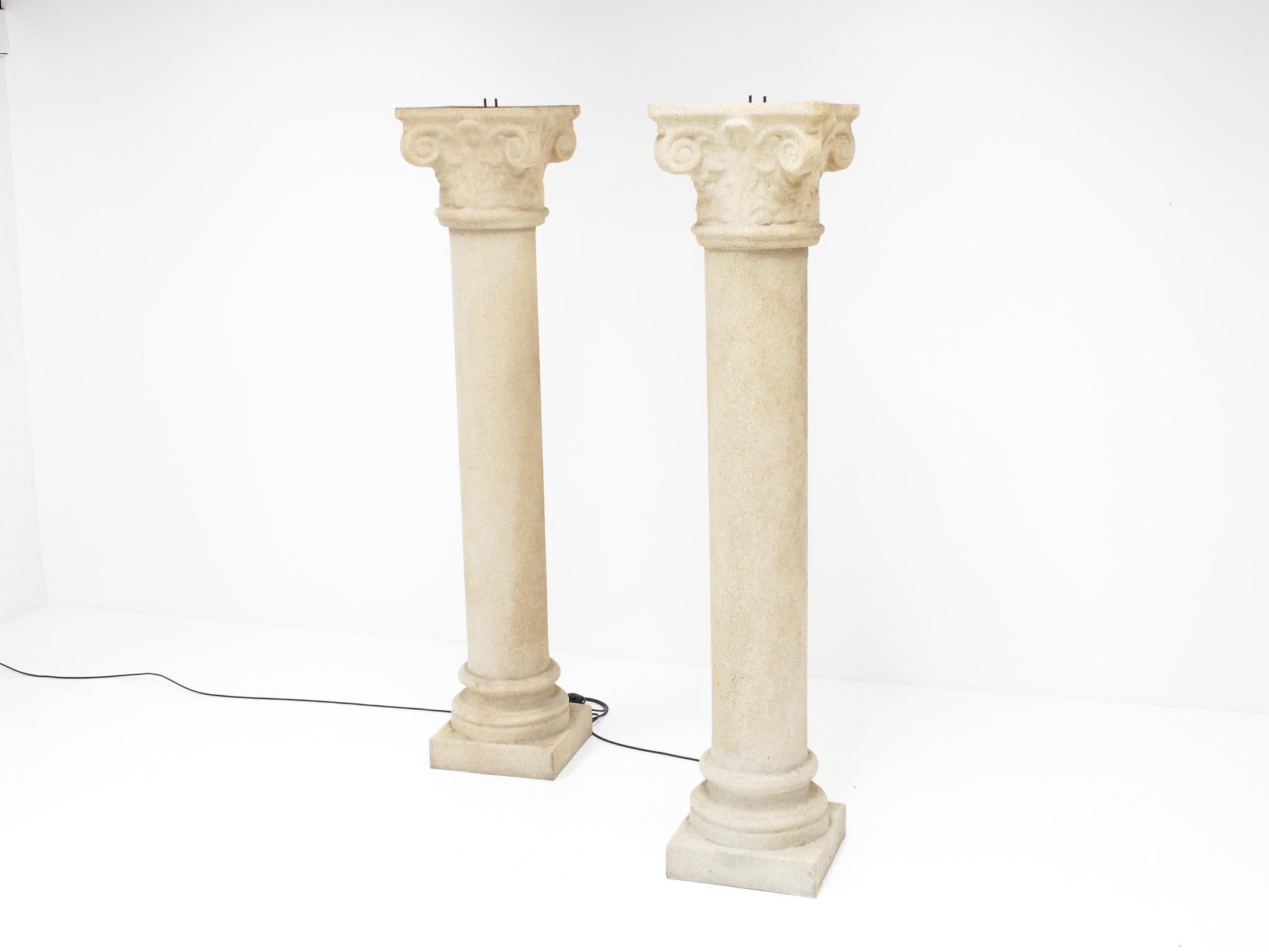 Pair of 6.5ft Giant Column Lamps by Andre Cazenave for Singleton Italy, 1970's In Good Condition For Sale In London Road, Baldock, Hertfordshire