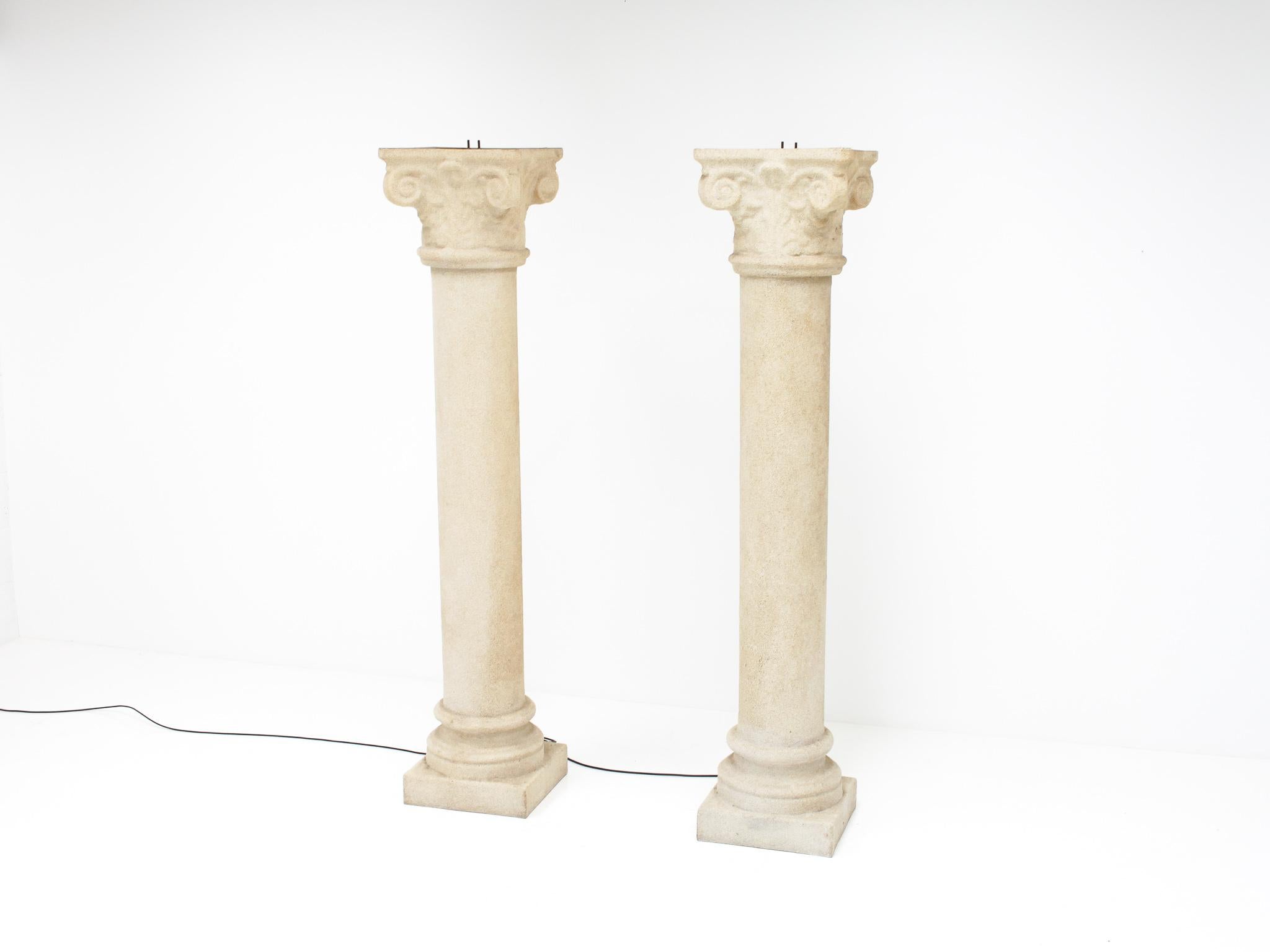 Pair of 6.5ft Giant Column Lamps by Andre Cazenave for Singleton Italy, 1970's For Sale 1