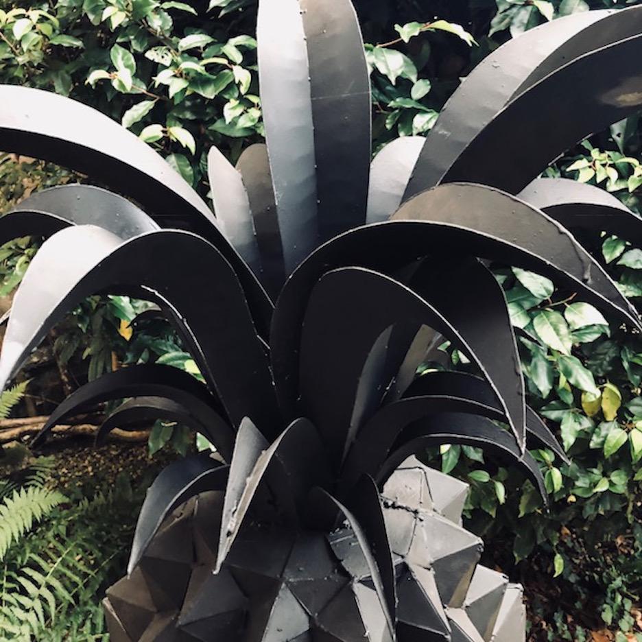 Welded A Pair Of Giant Steel Pineapples Sculptures For Sale