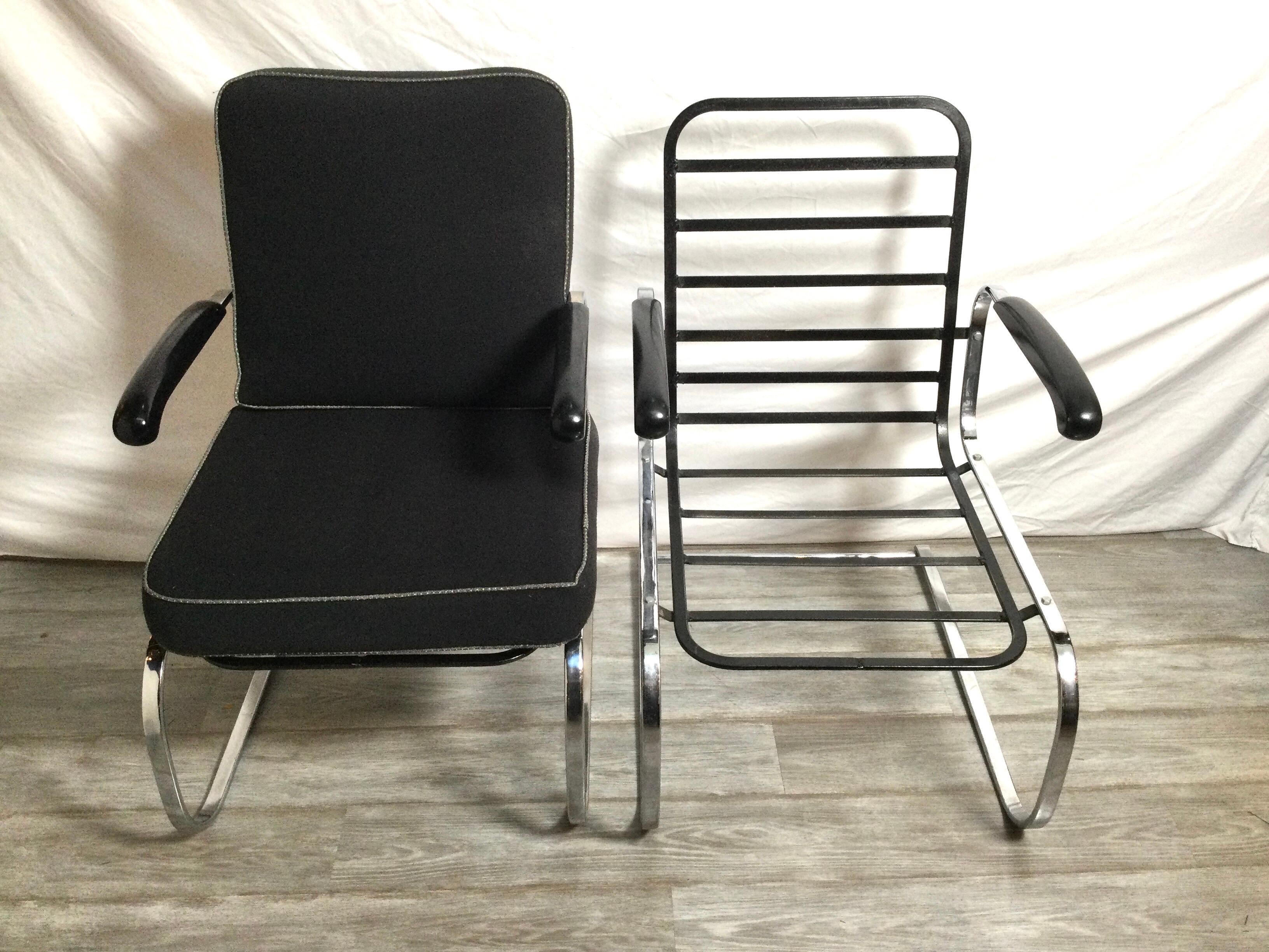 Steel Pair of Gilbert Rohde Designs Armchairs