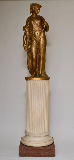 Pair of Gilt Allegorical Plaster Sculptures Representing Spring and Autumn