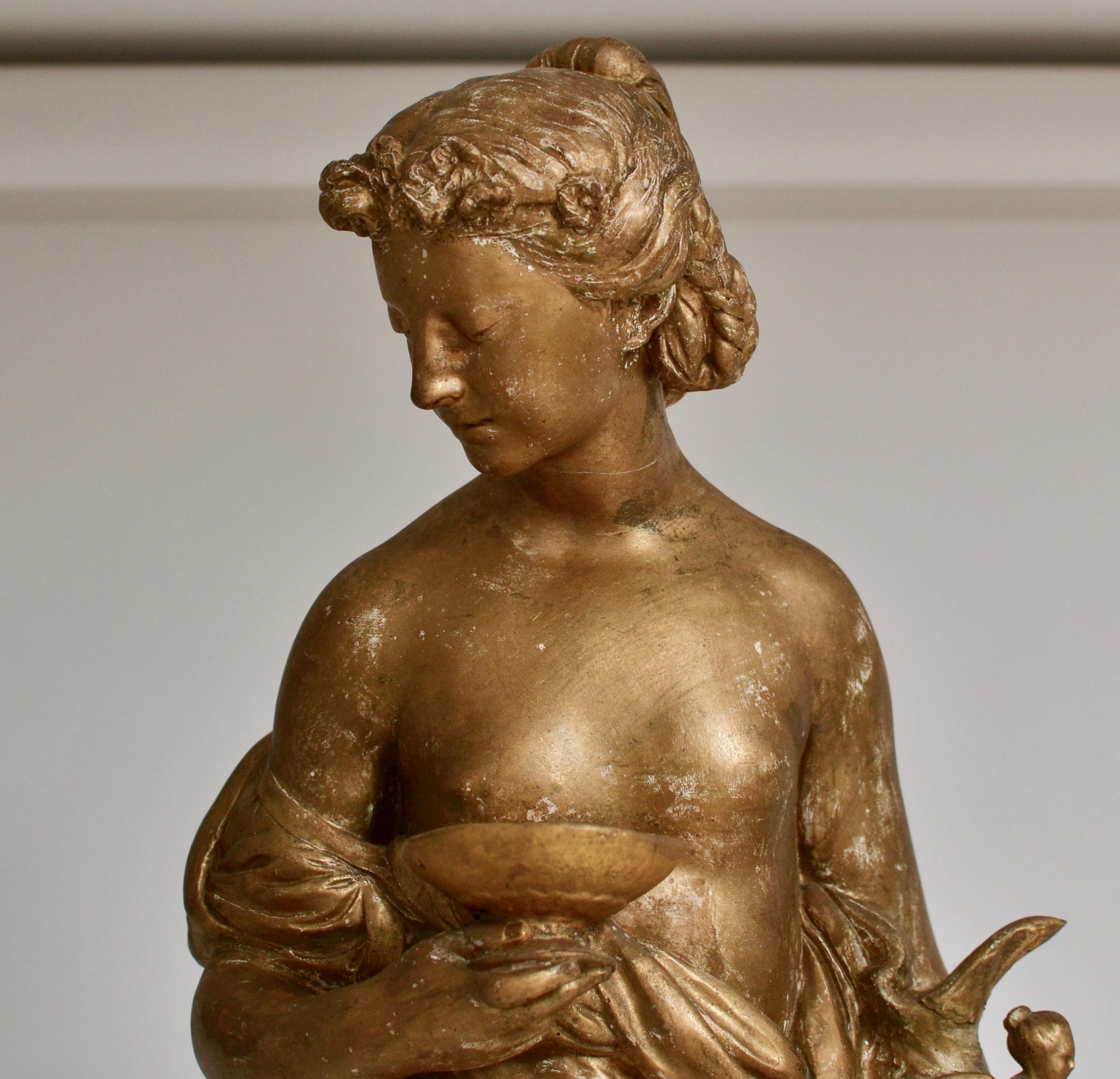 Pair of Gilt Allegorical Plaster Sculptures Representing Spring and Autumn 3