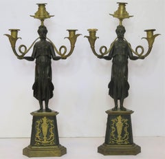 A Pair of Gilt and Patinated Bronze Candelabra