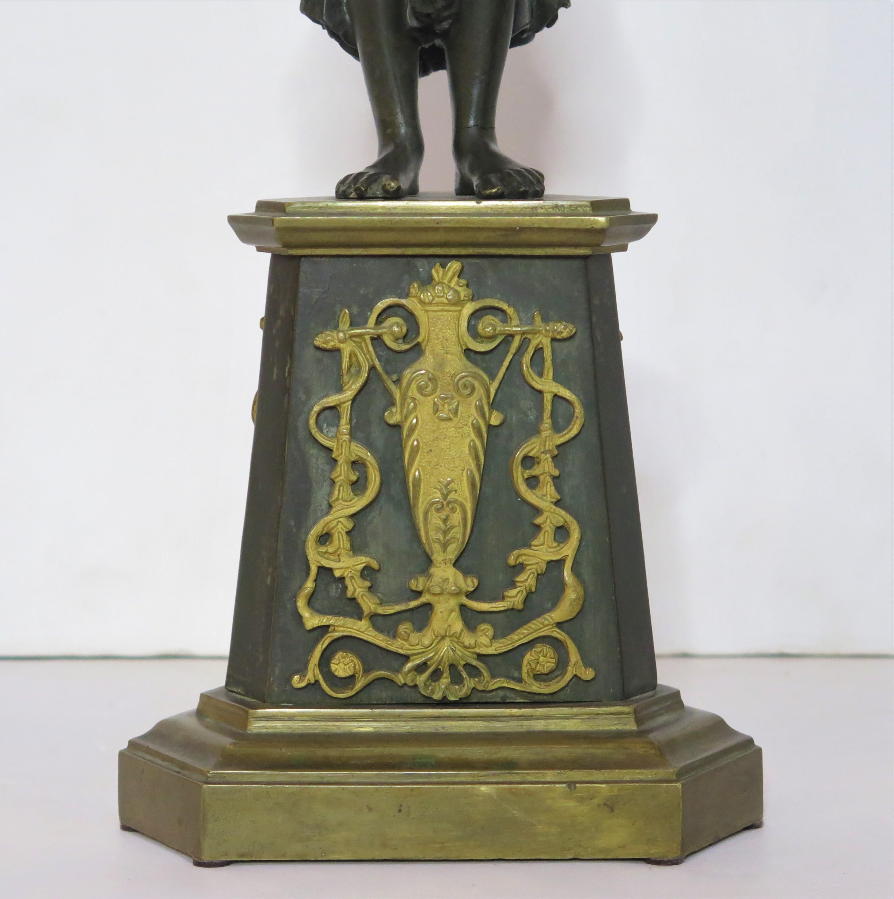 Paire de candélabres en bronze doré et patiné 2