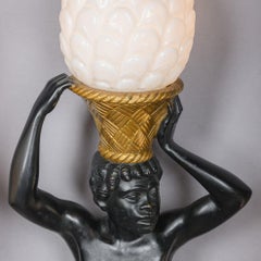 A Pair of Gilt and Patinated-Bronze Three-Light Wall-Appliques