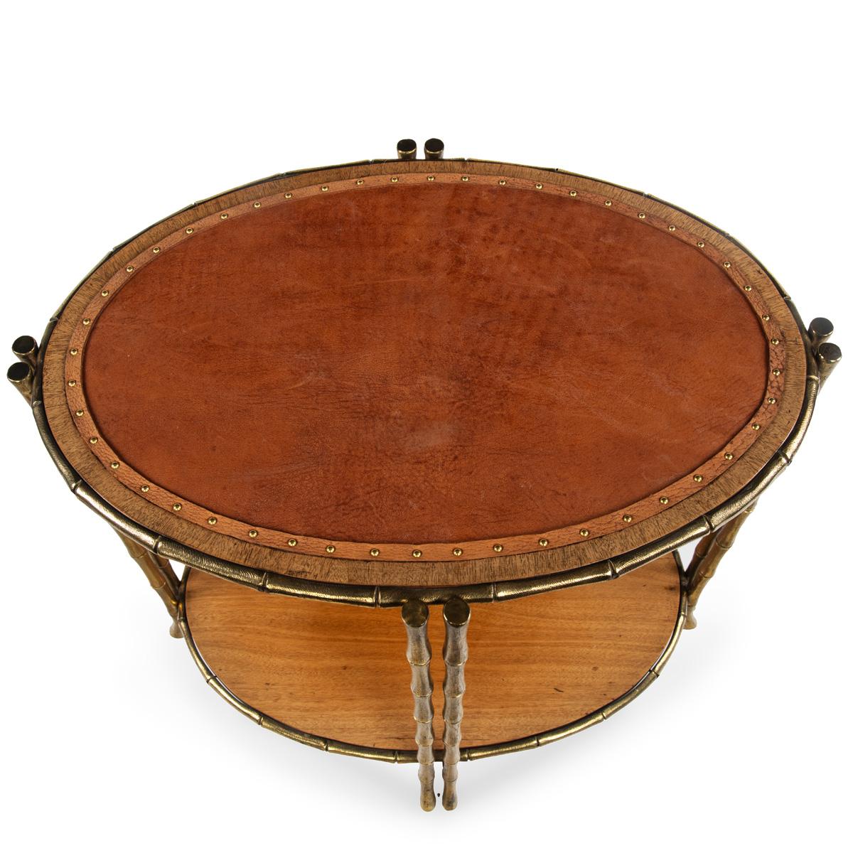 English A Pair of Gilt Brass Faux Bamboo Etagères or Occasional Tables