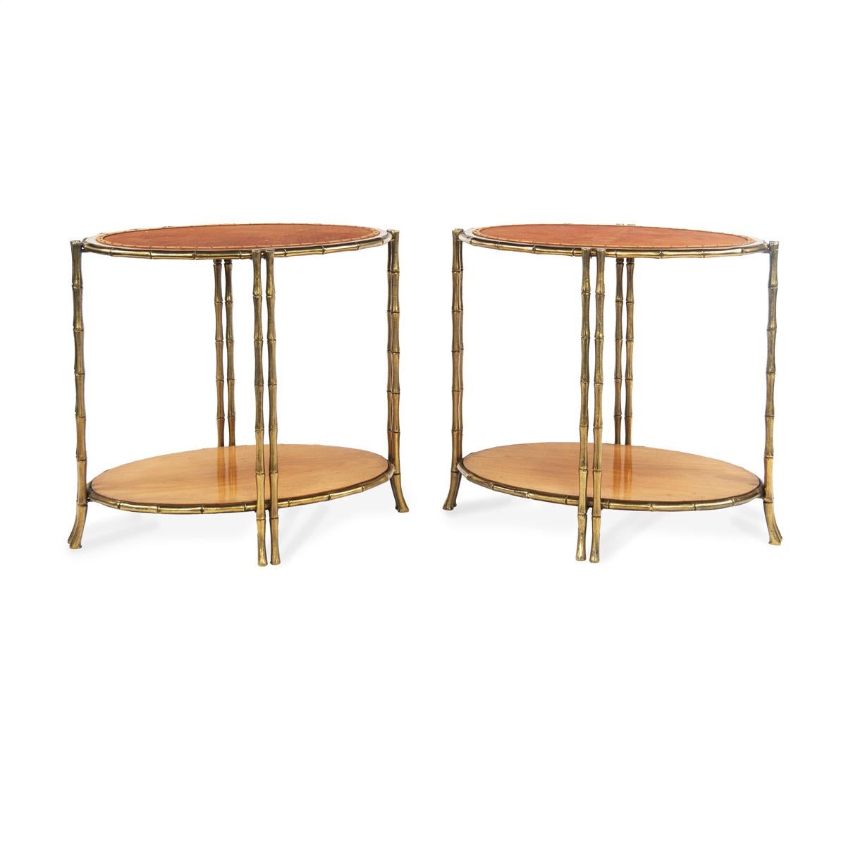 A Pair of Gilt Brass Faux Bamboo Etagères or Occasional Tables 3