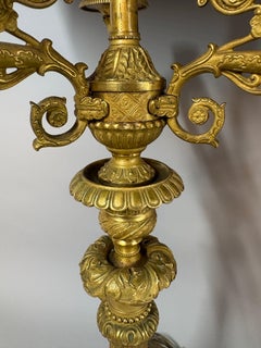 Paire de candélabres / lampes de style Empire en bronze doré vers 1860